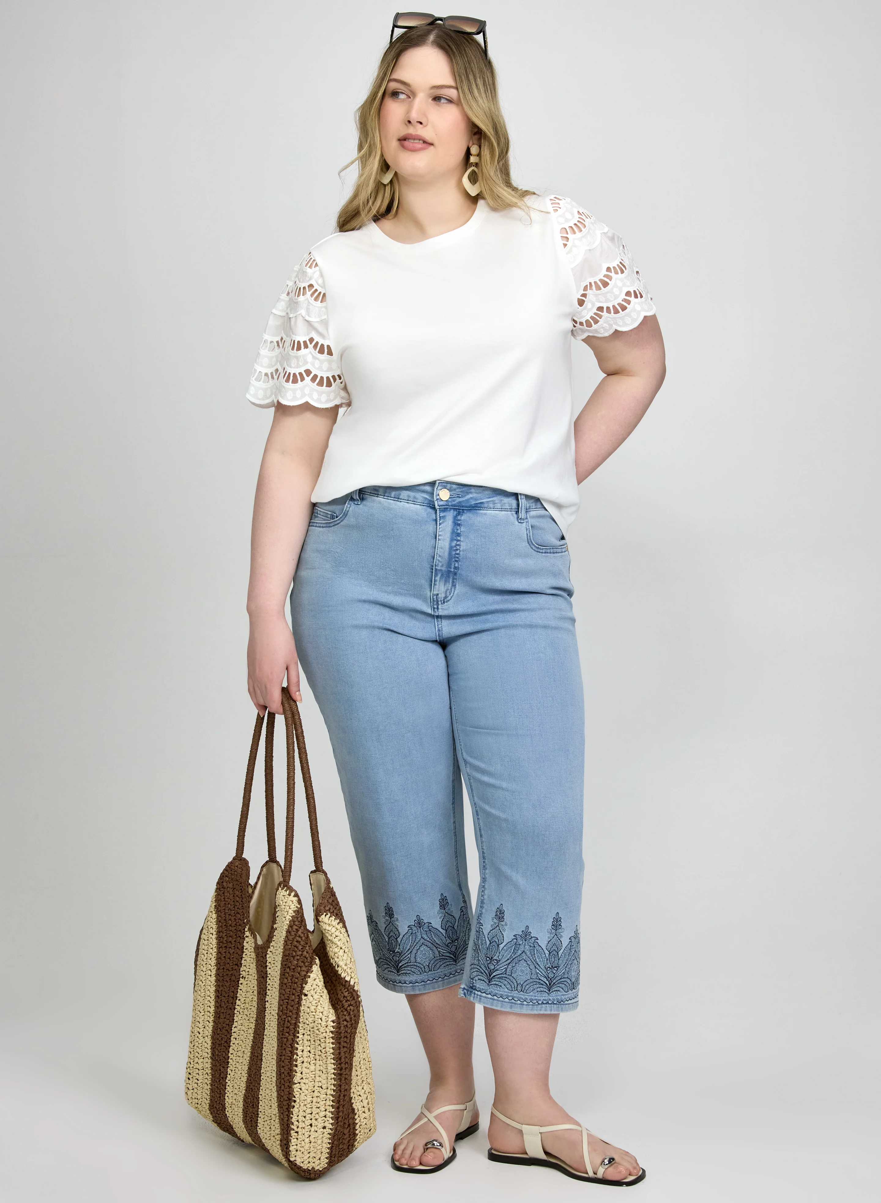 Scalloped Cotton-Blend T-Shirt - Image 4