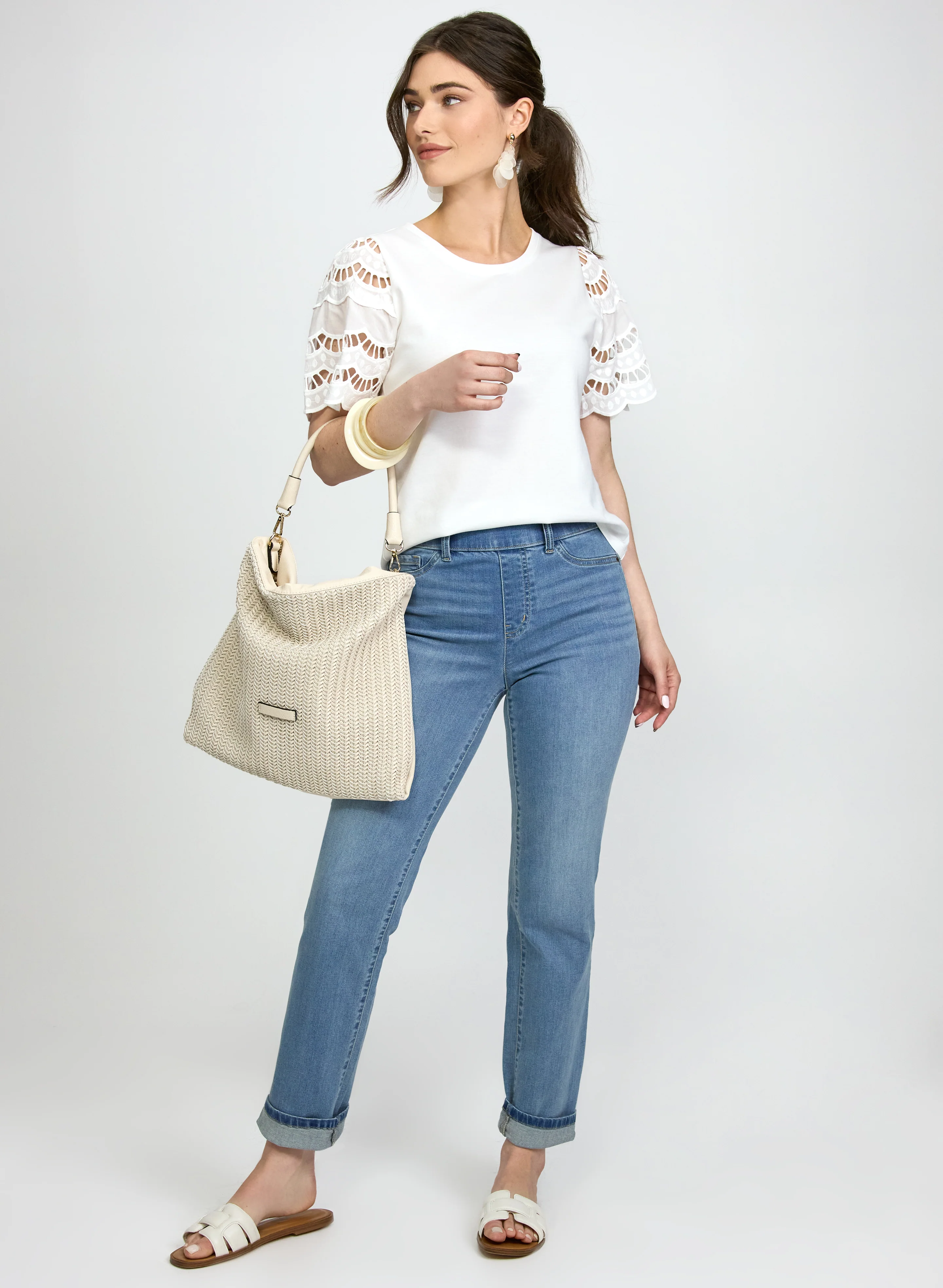 Scalloped Cotton-Blend T-Shirt - Image 3