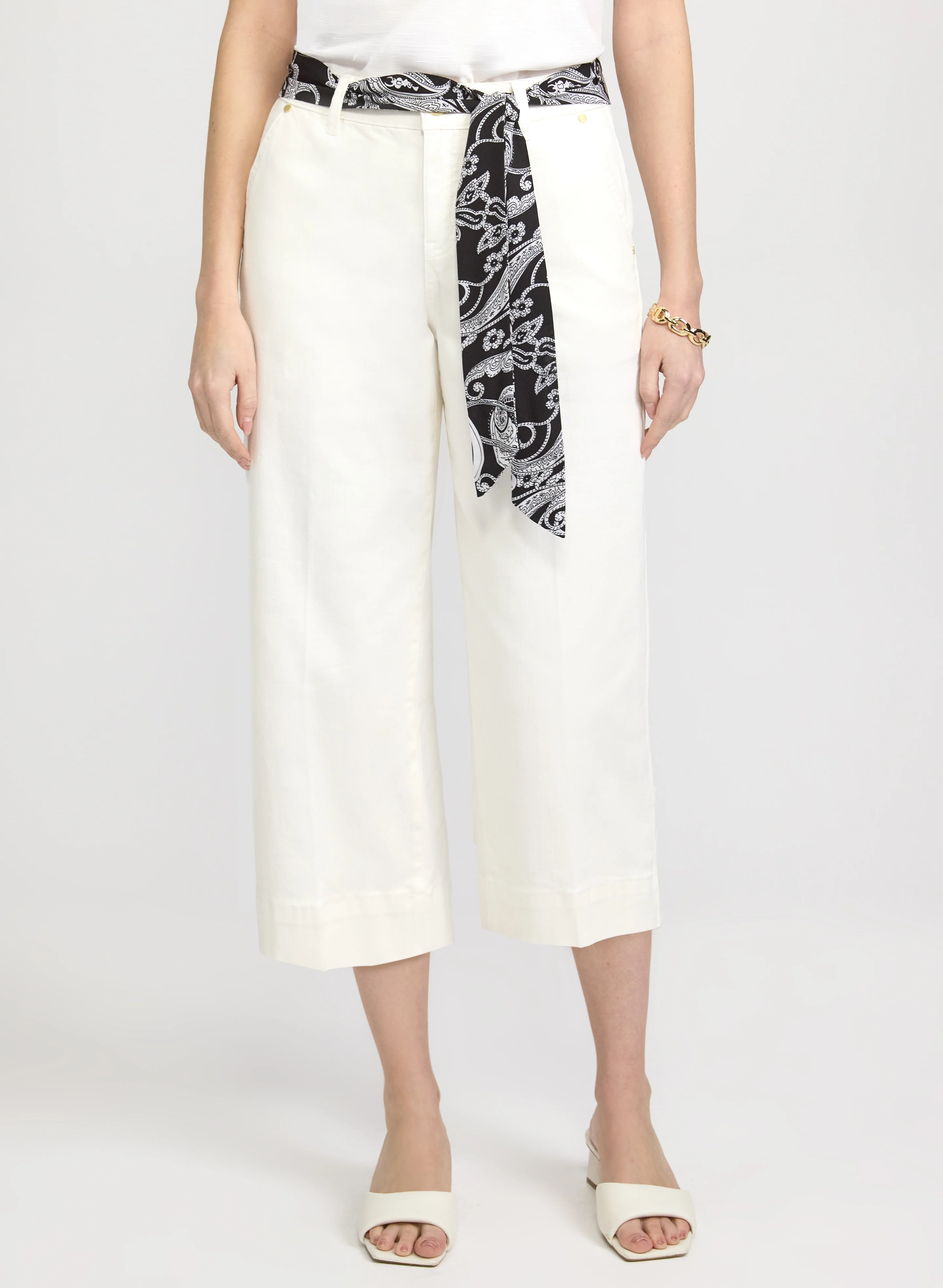 Scarf Detail Denim Capris