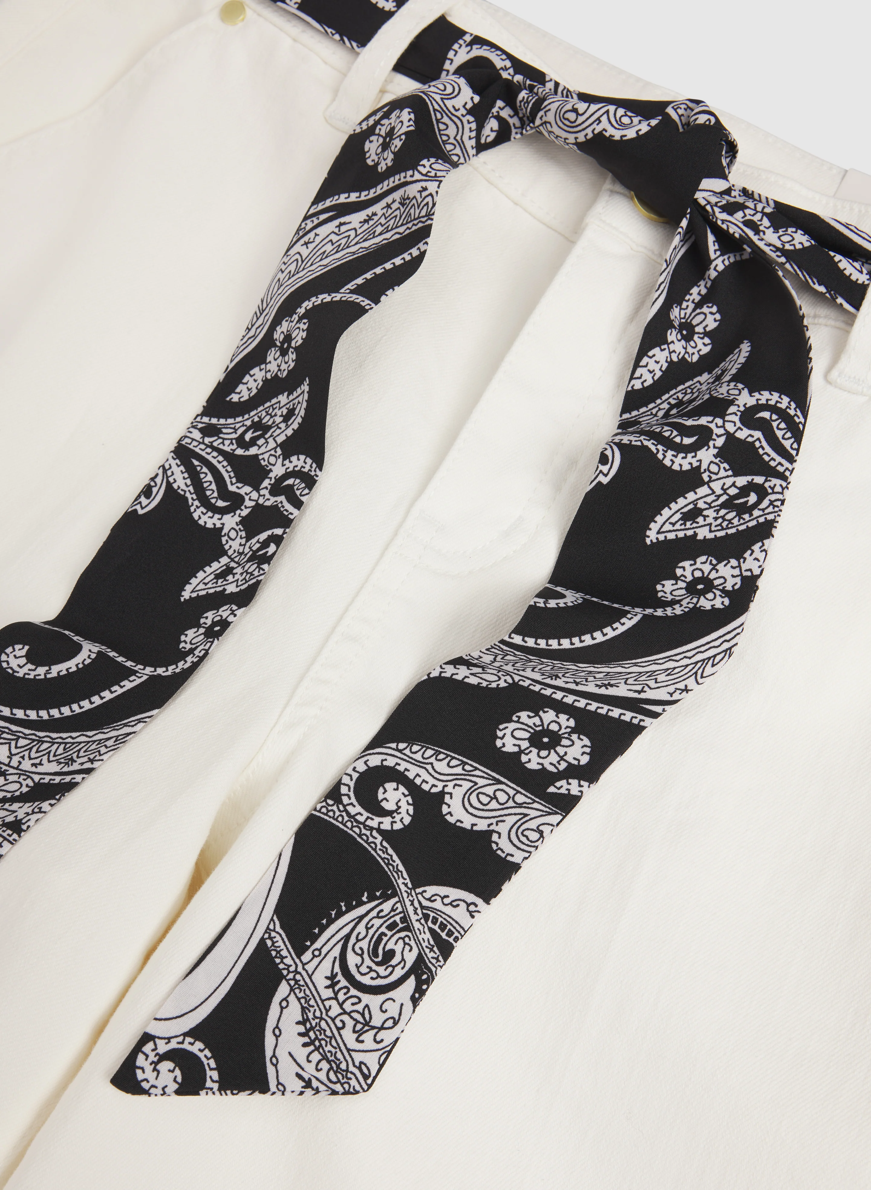 Scarf Detail Denim Capris - Image 7