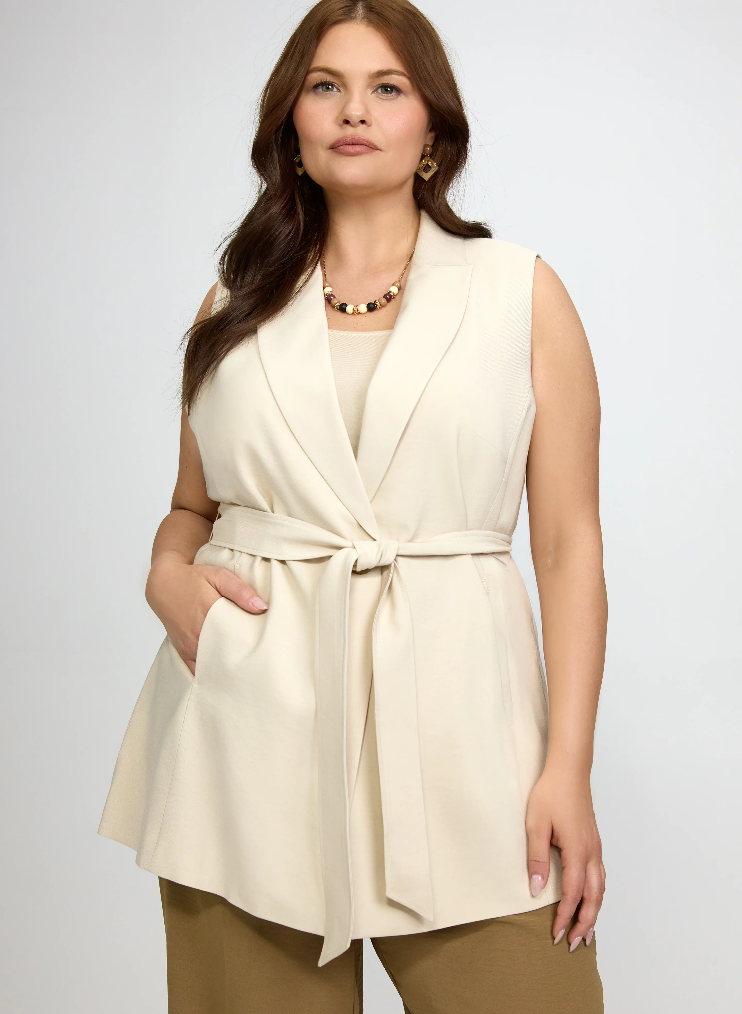Self-Tie Belted Vest