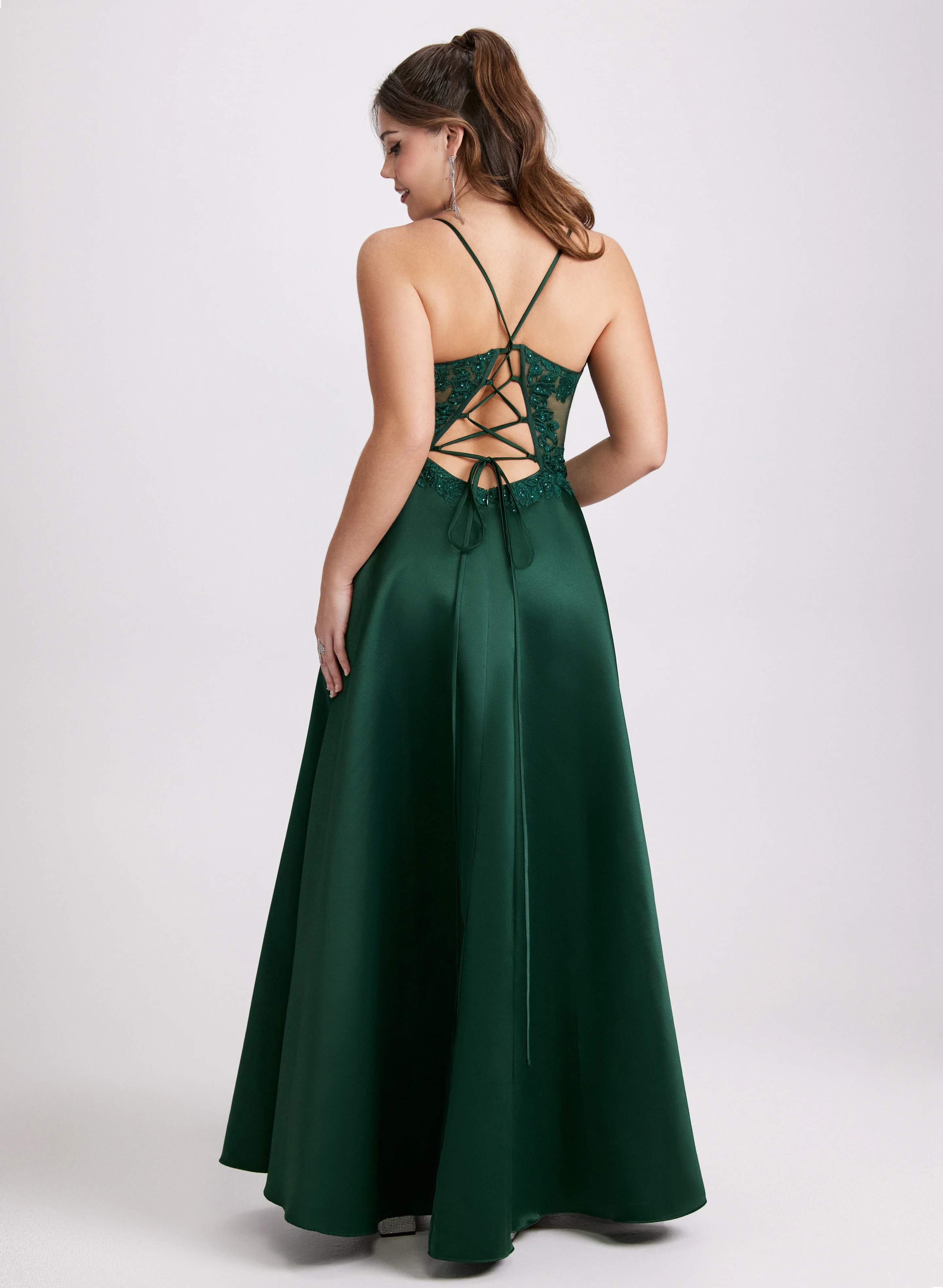 Sequin Detail Satin Gown - Image 2