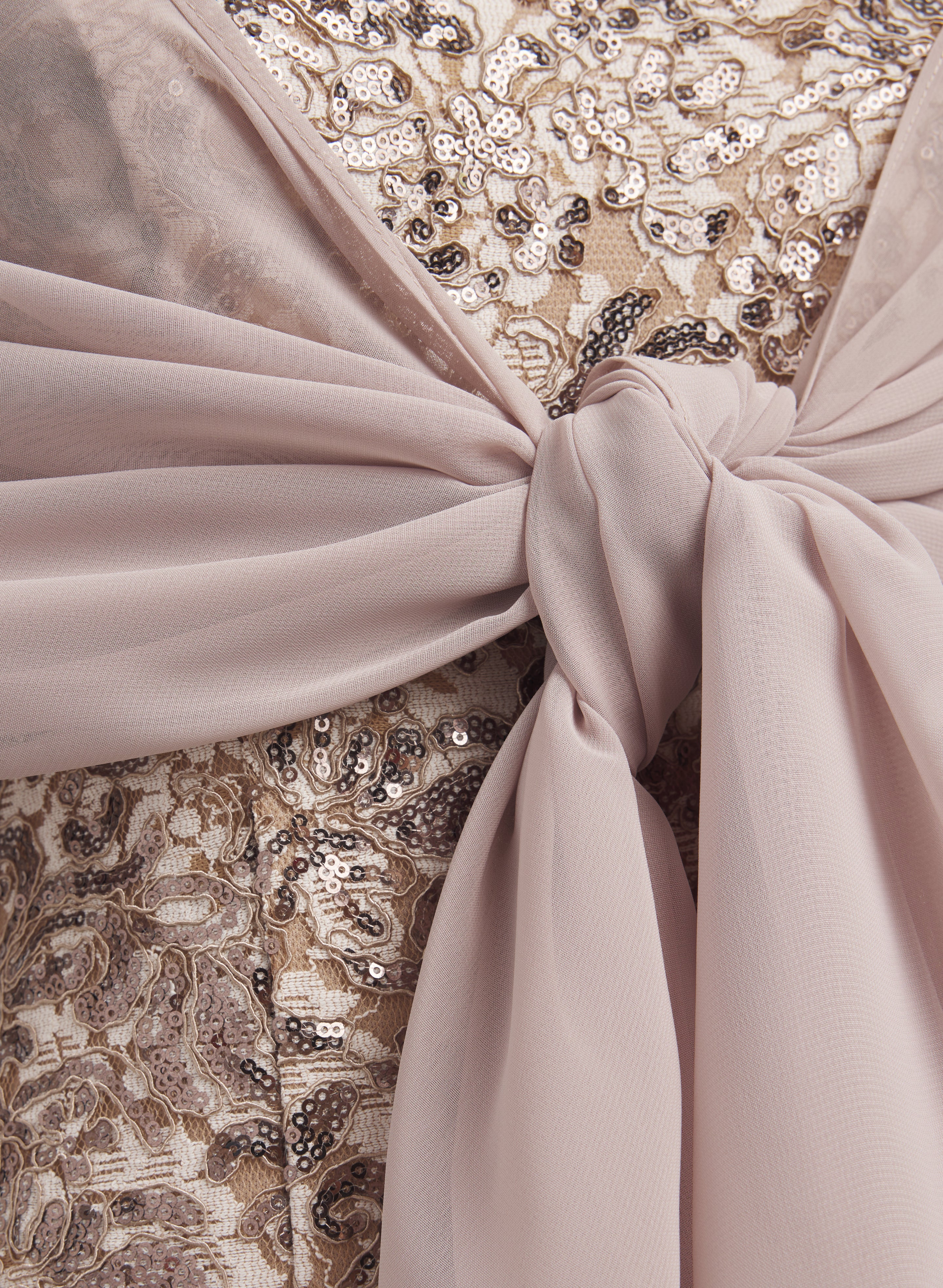 Sequin Dress & Chiffon Shawl Set - Image 6