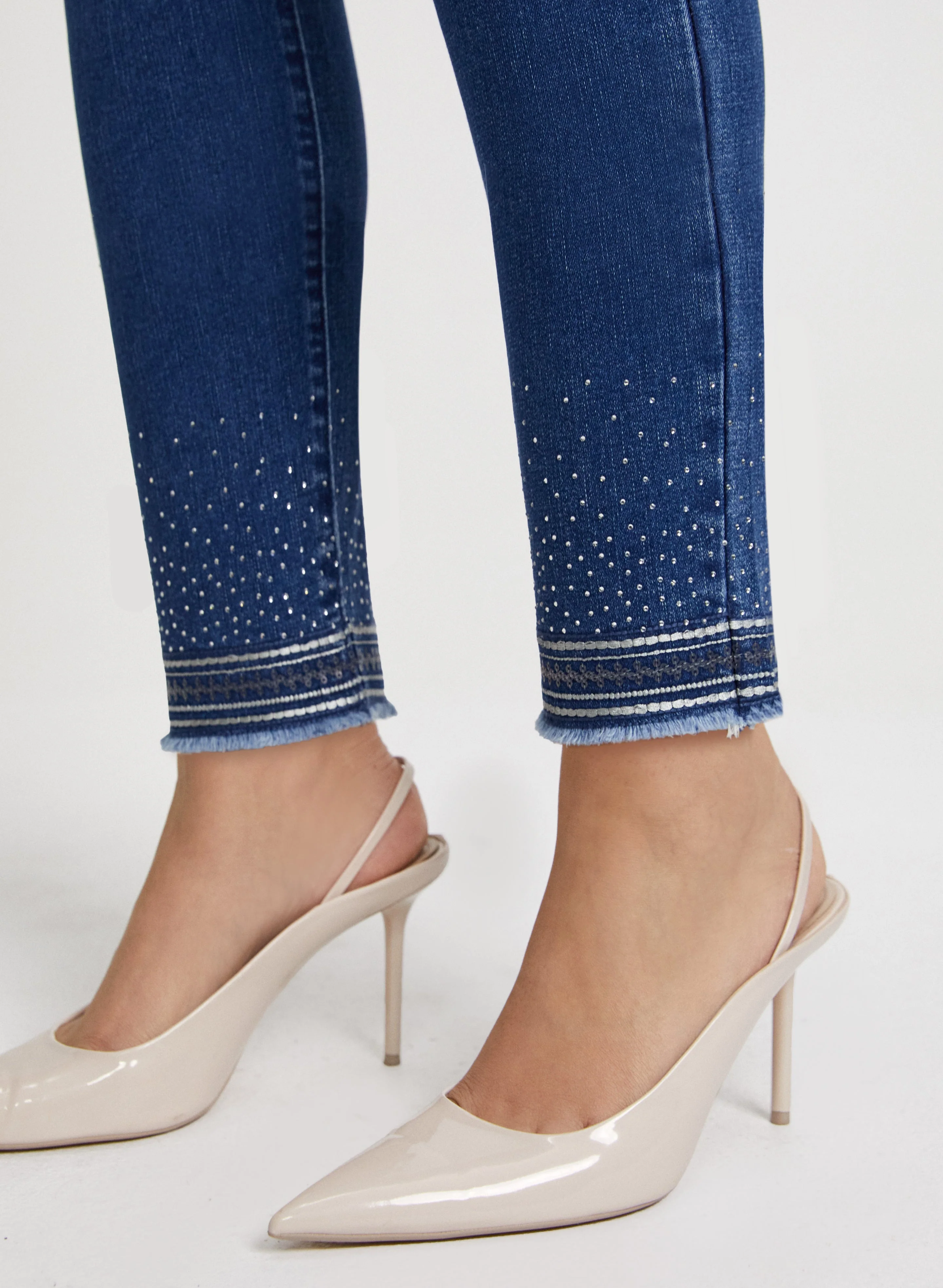 Sequin Hem Slim Leg Jeans - Image 4