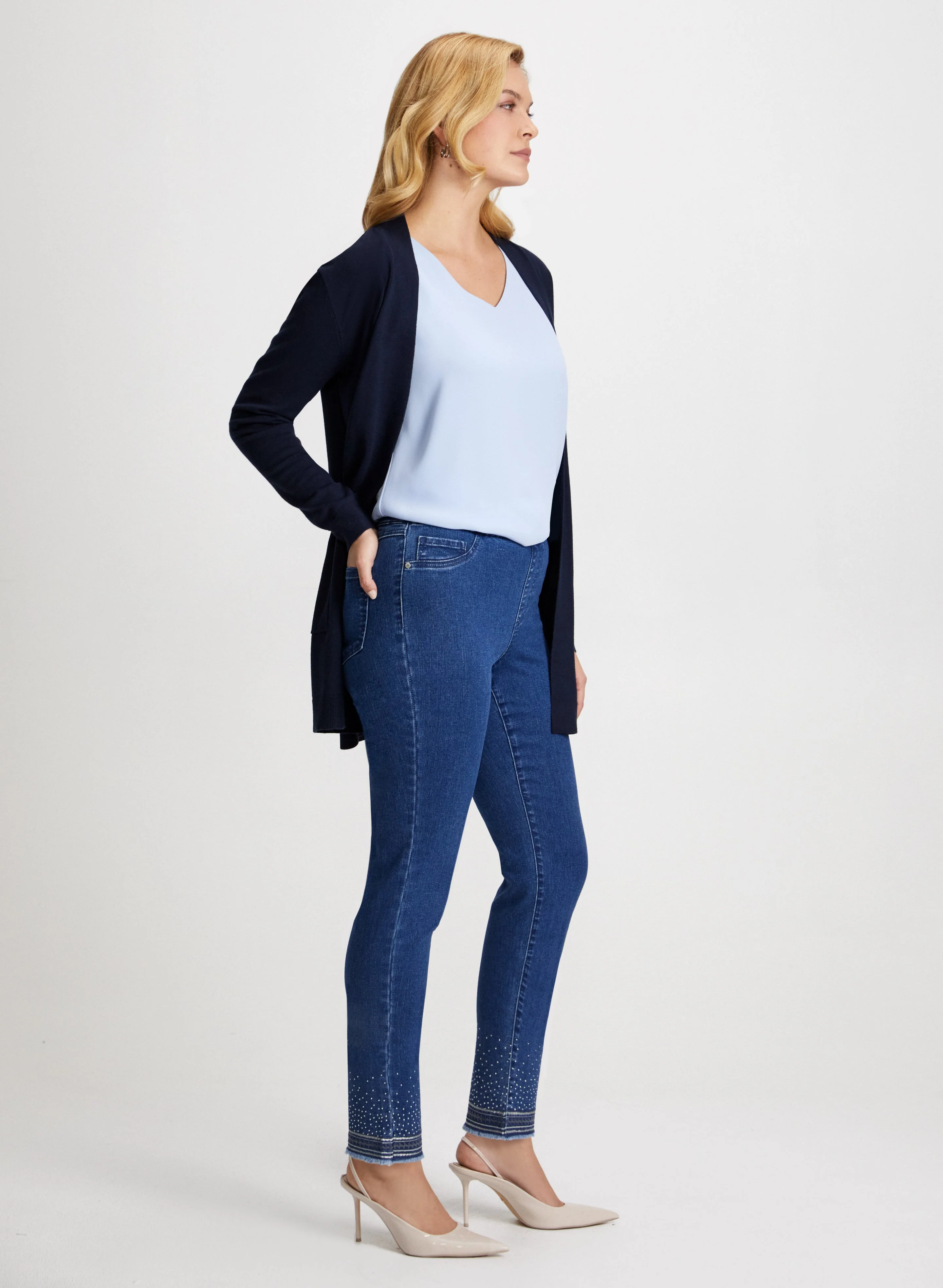 Sequin Hem Slim Leg Jeans - Image 5