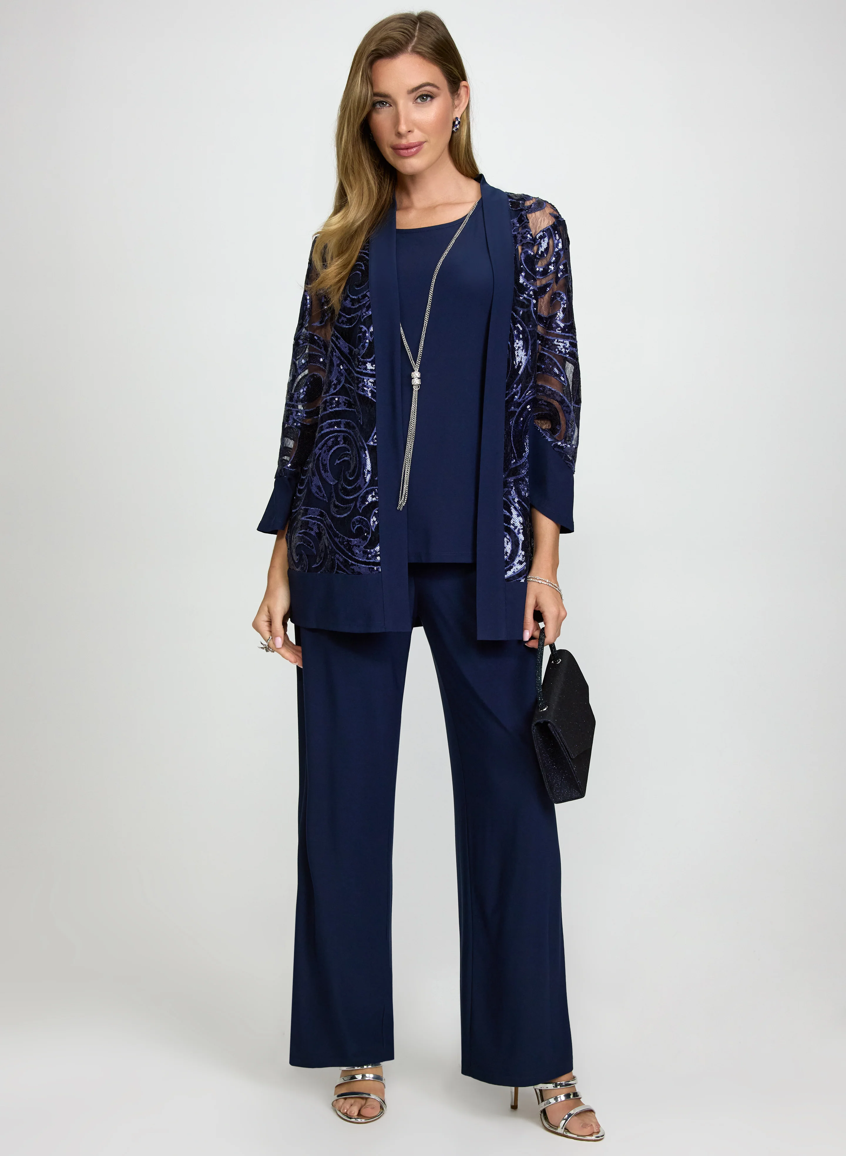 Sequin Jacket & Jersey Cami & Pant Set