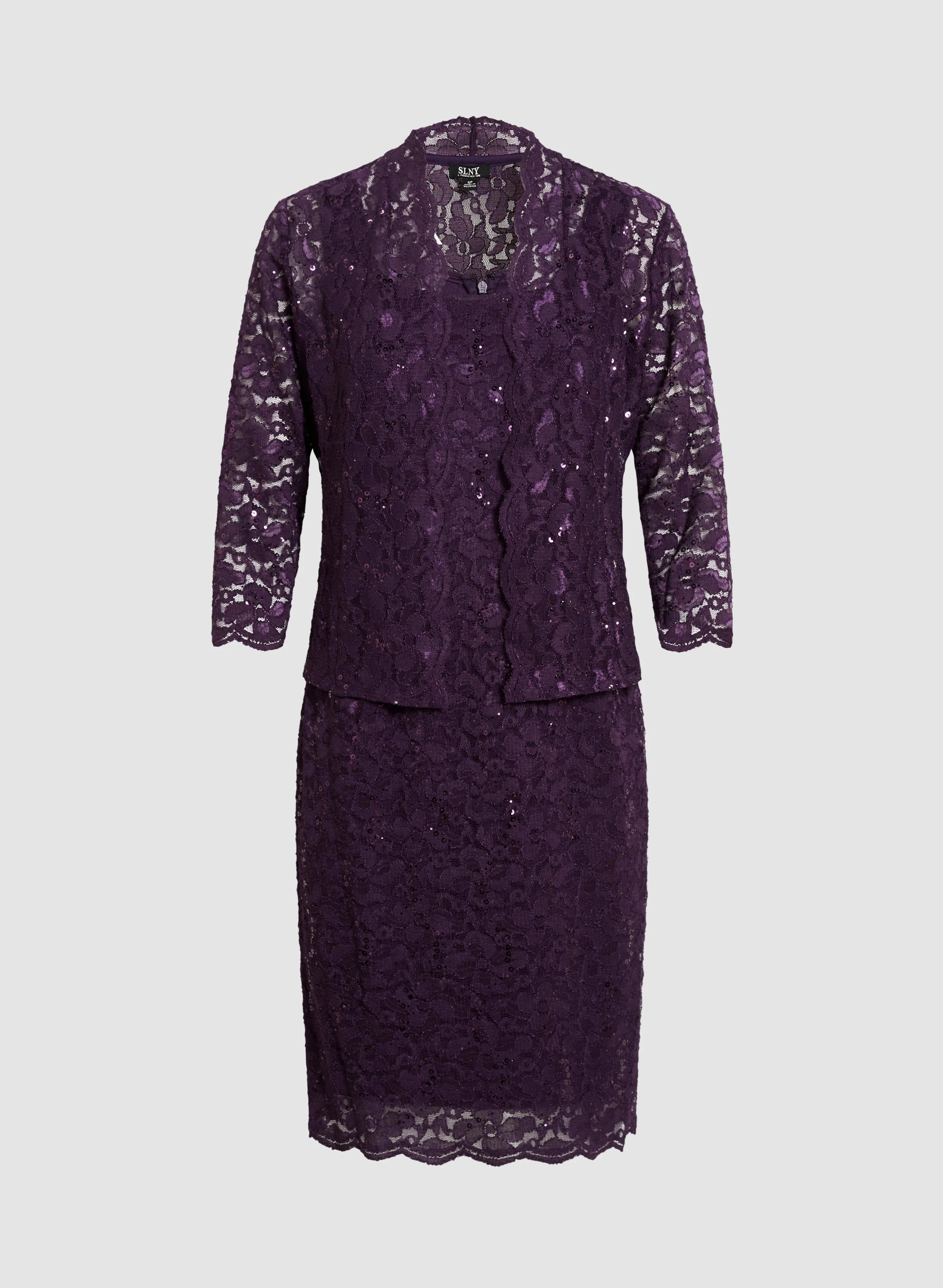 Sequin Lace Dress & Jacket Set - Image 6