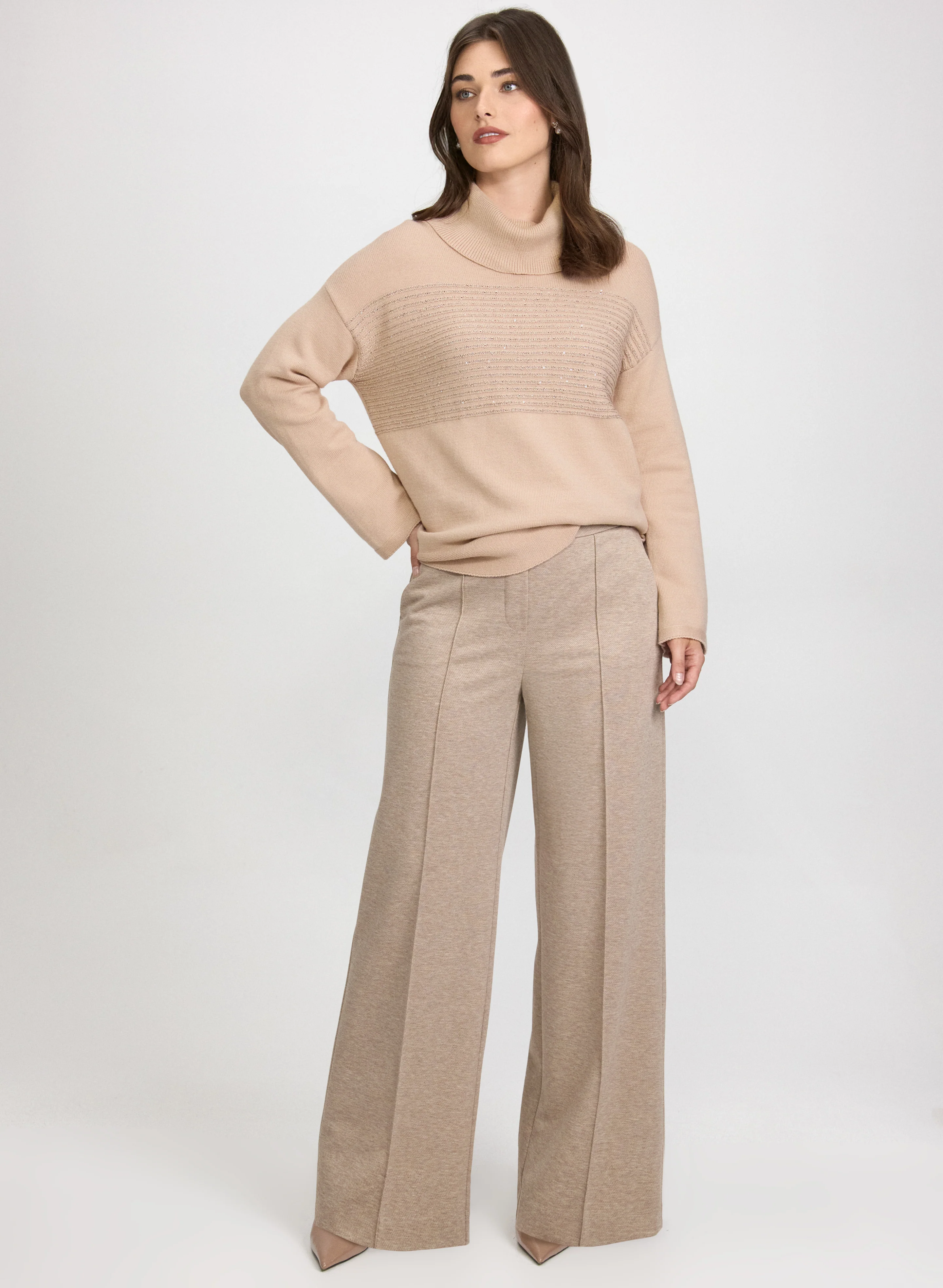 Sequin Striped Cowl Neck Sweater - Image 3