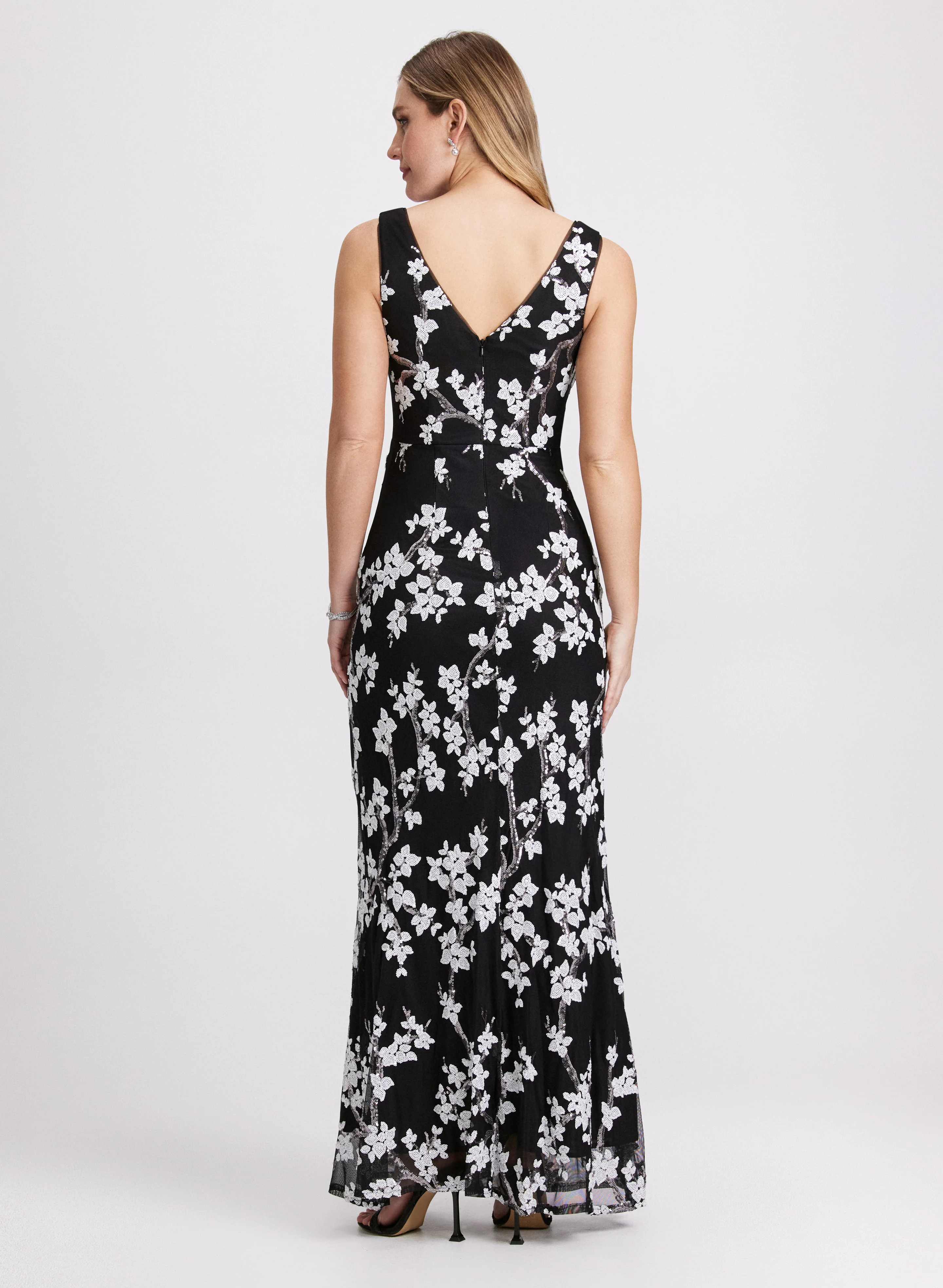 Sequined Floral Maxi Dress - Image 3