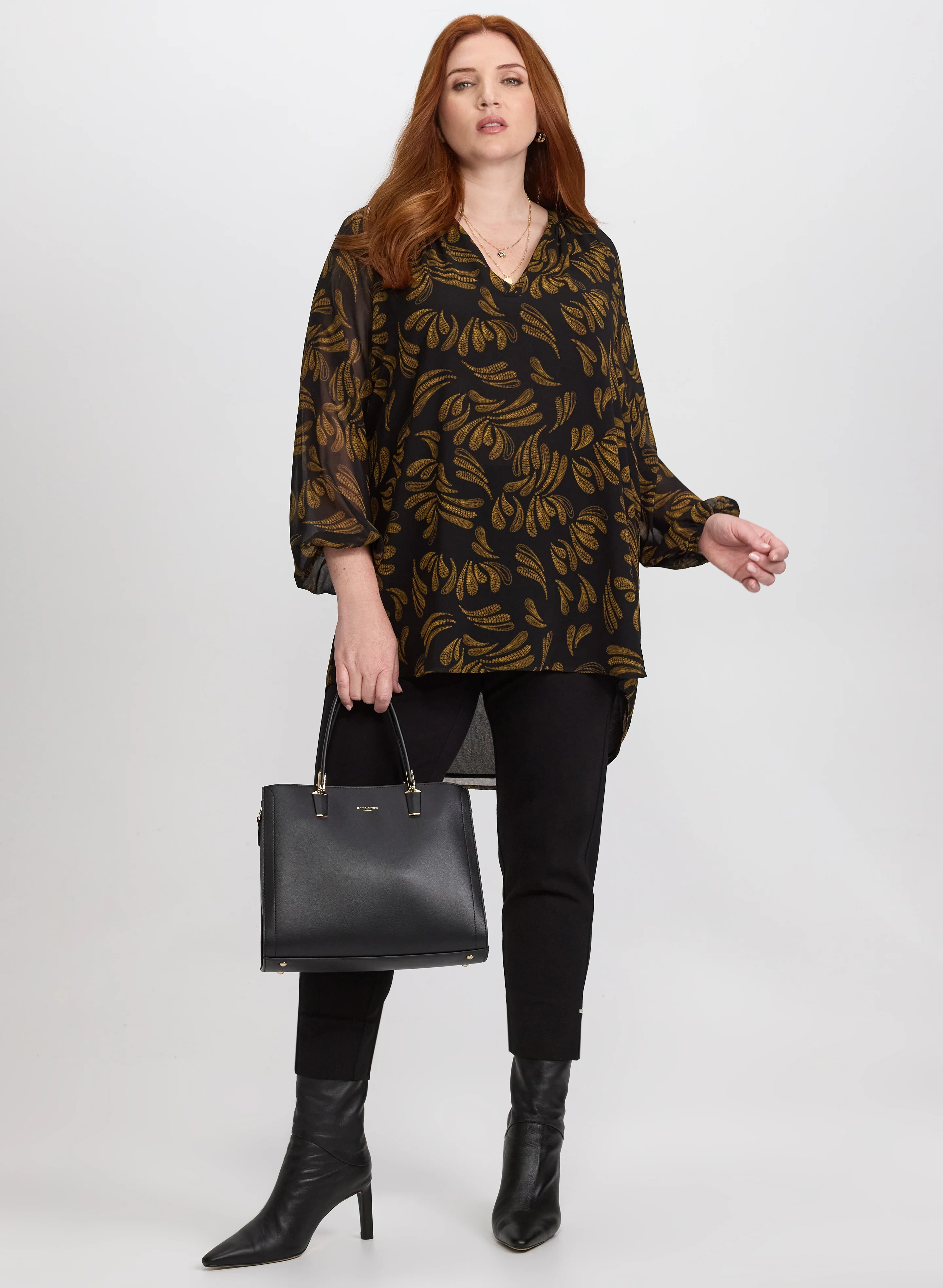 Sequined Leaf Print Blouse - Image 3