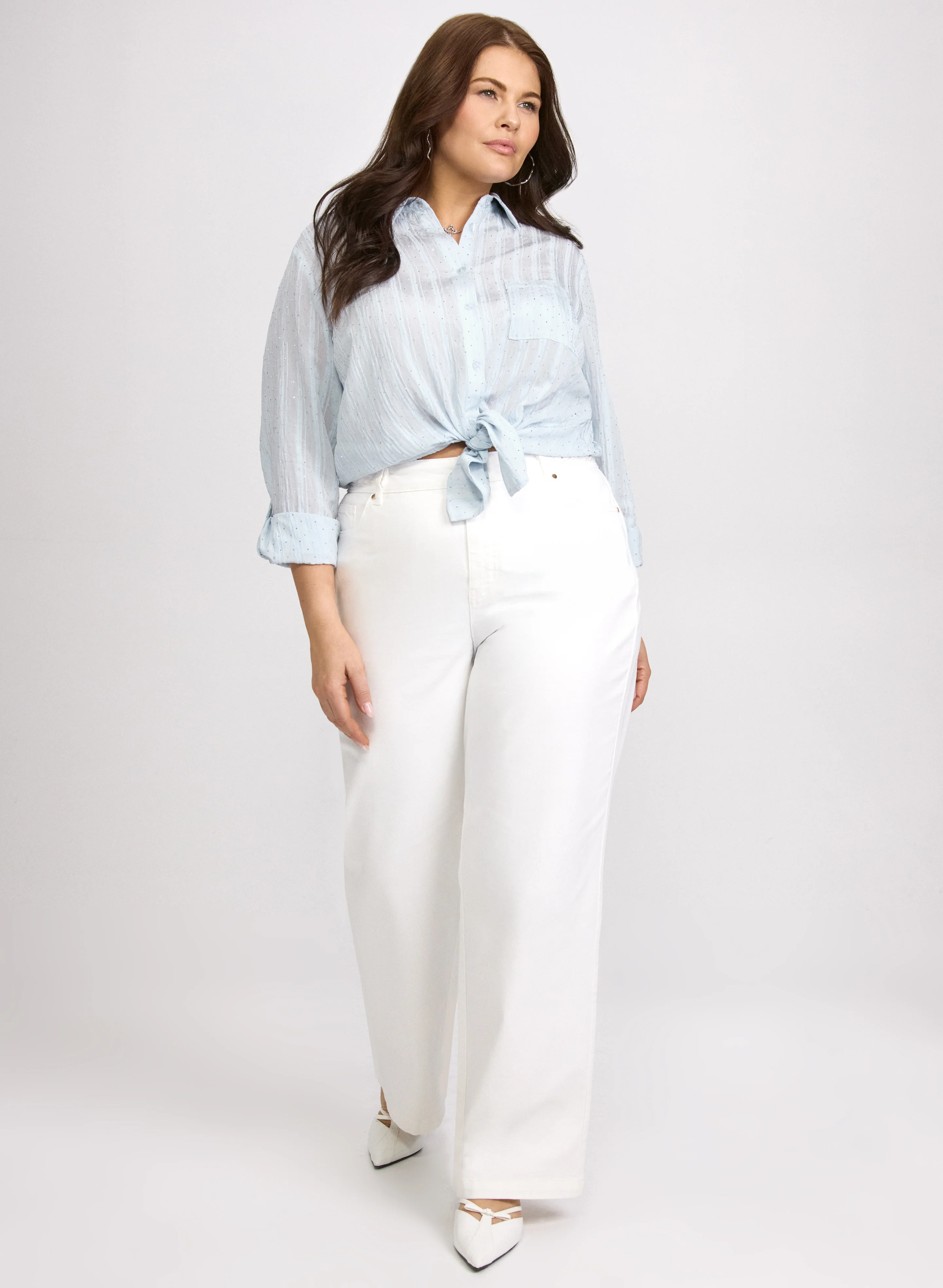 Shadow Stripe Rhinestone Blouse - Image 3