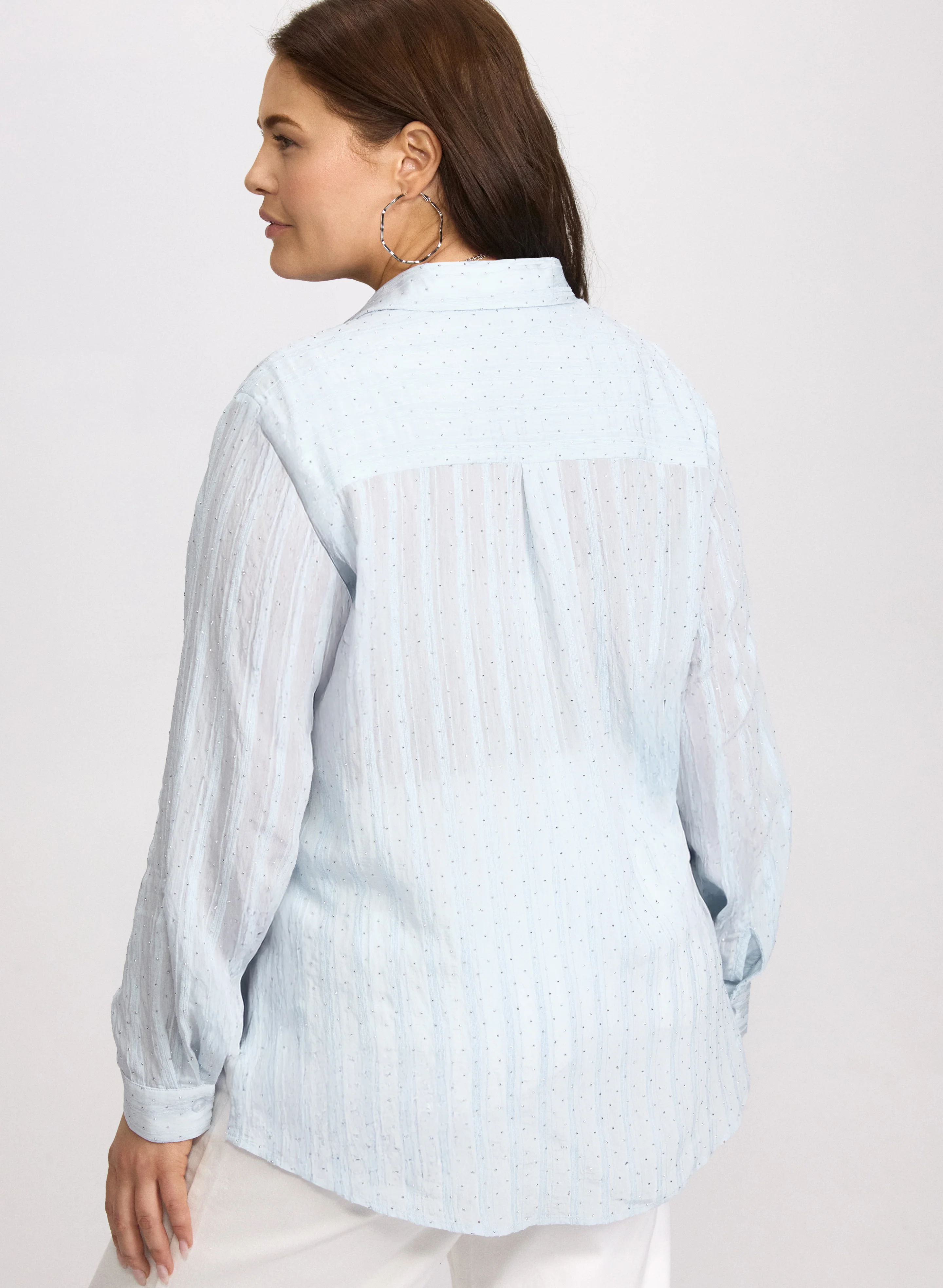 Shadow Stripe Rhinestone Blouse - Image 4
