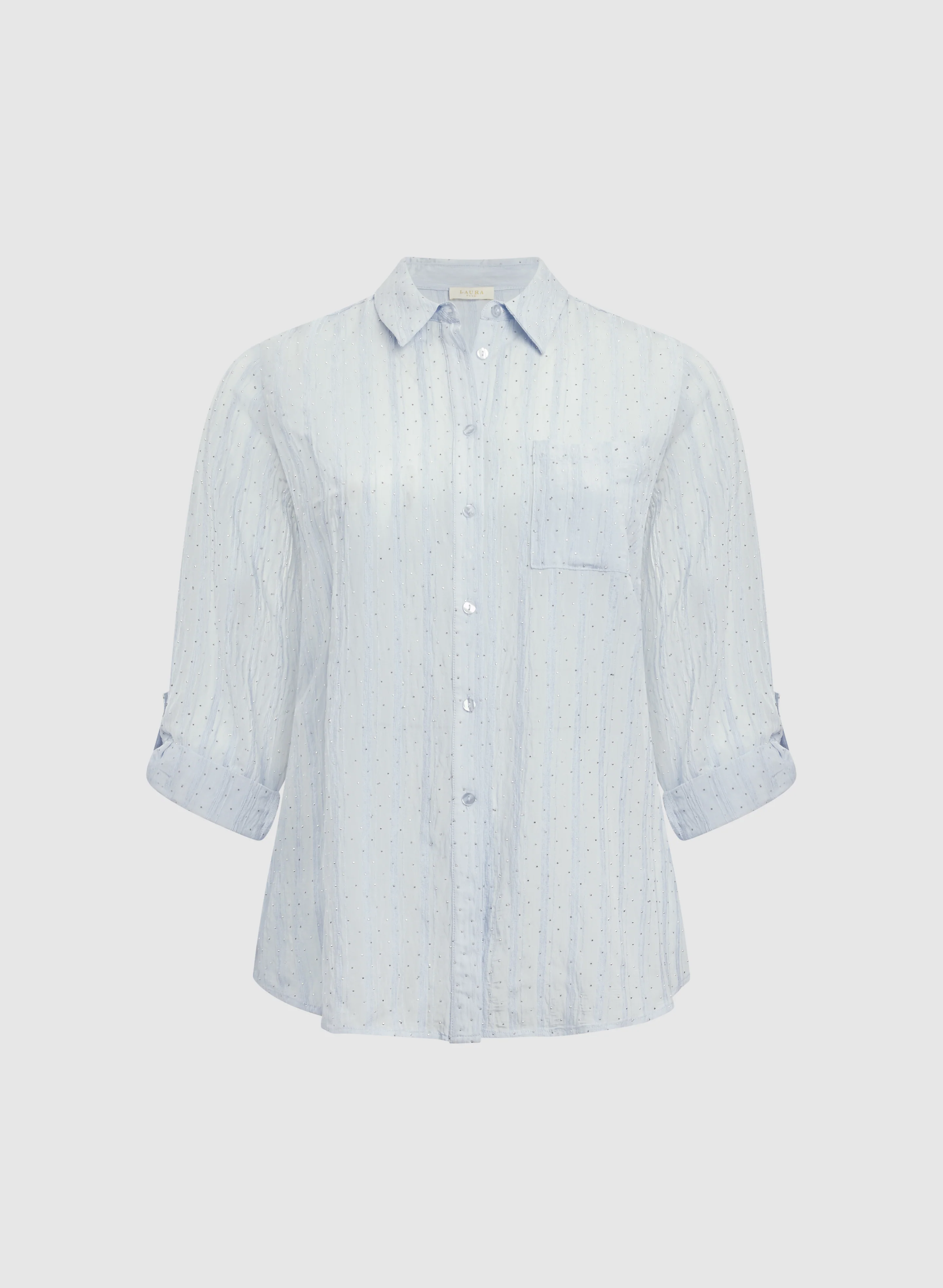 Shadow Stripe Rhinestone Blouse - Image 7