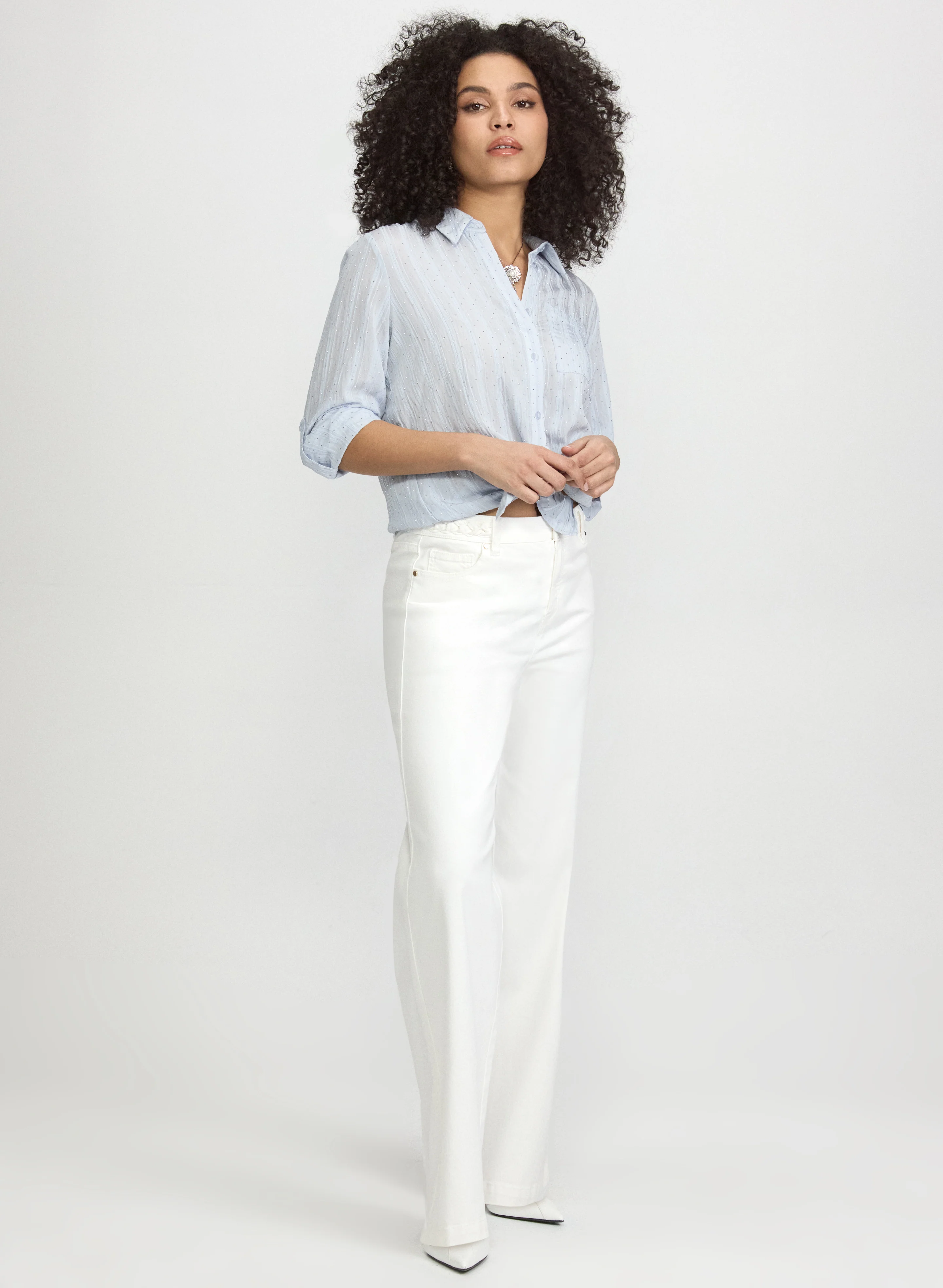 Shadow Stripe Rhinestone Blouse - Image 3