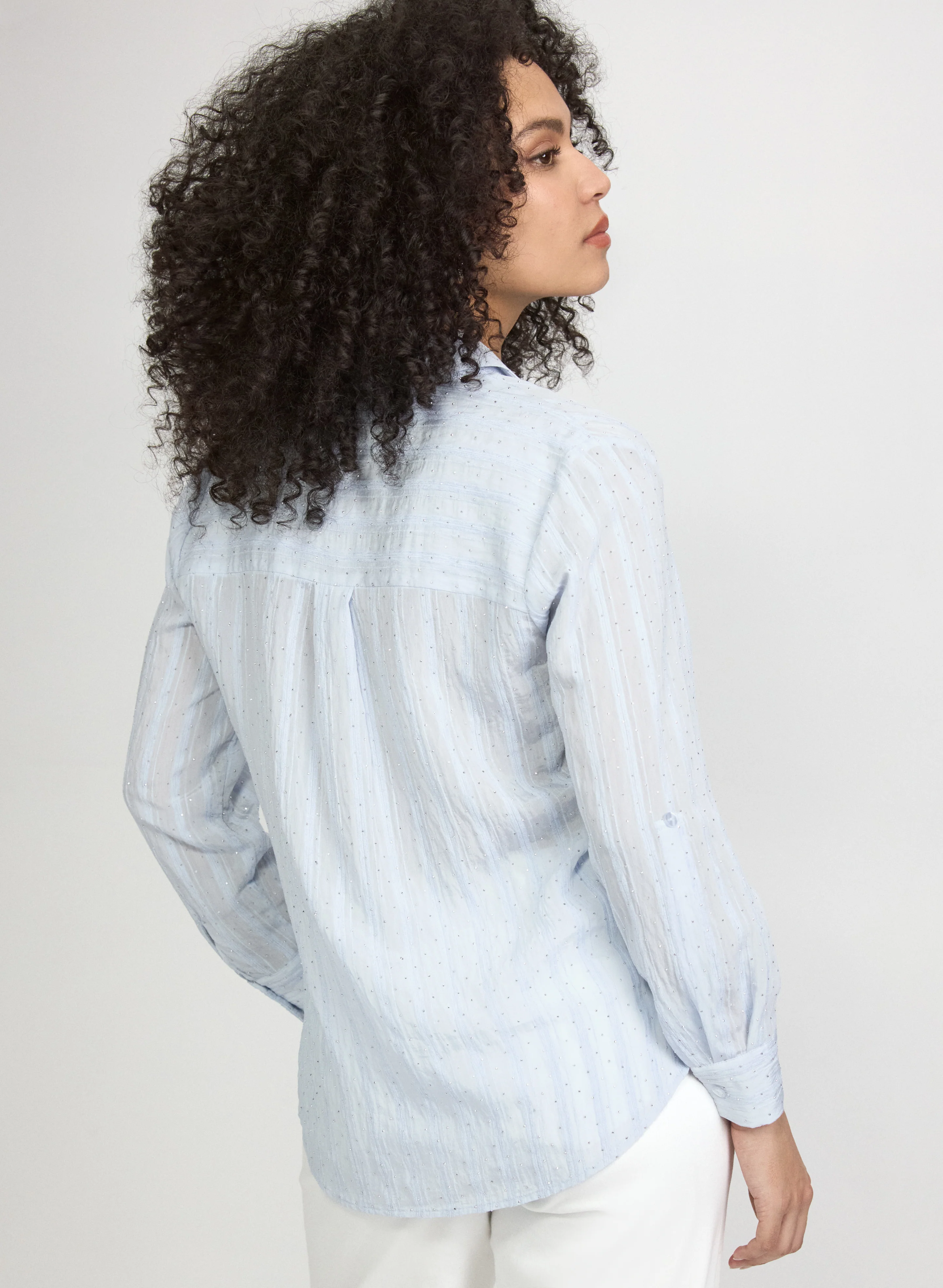 Shadow Stripe Rhinestone Blouse - Image 5