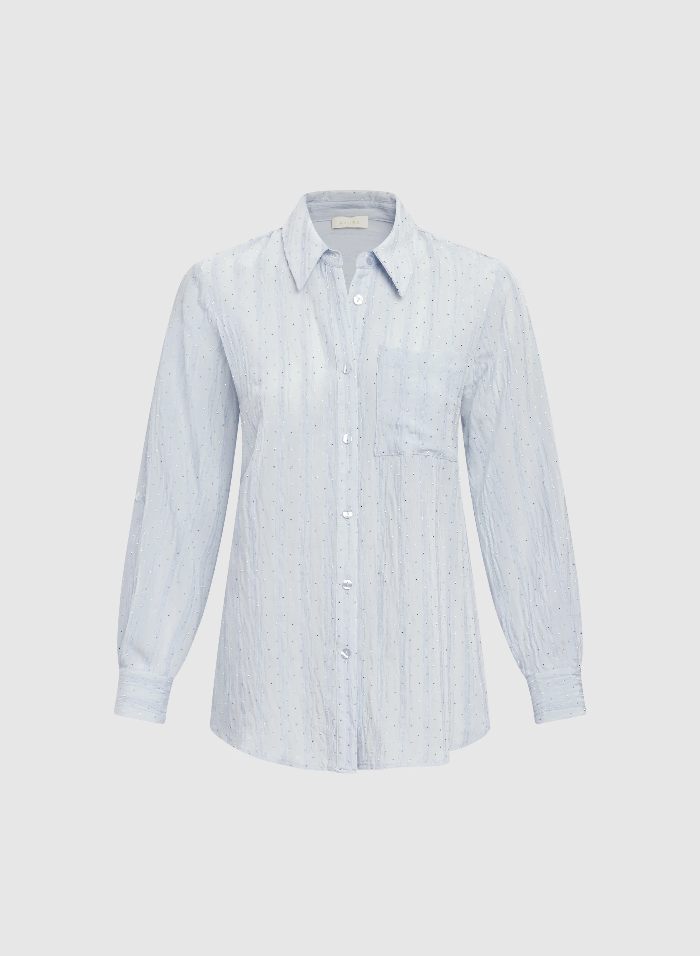 Shadow Stripe Rhinestone Blouse - Image 6