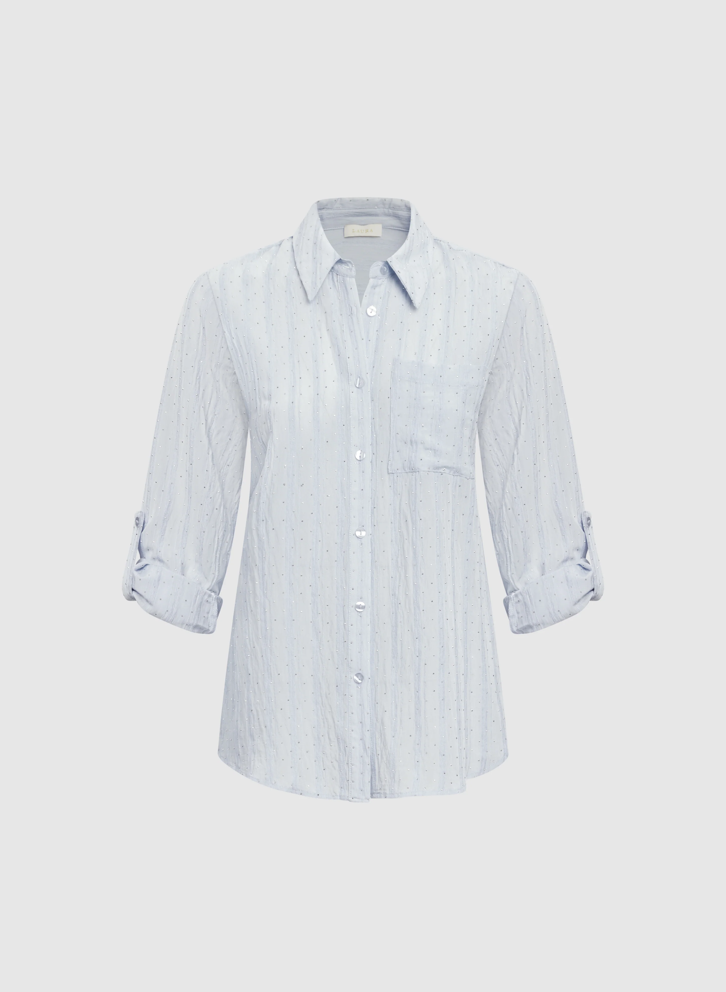 Shadow Stripe Rhinestone Blouse - Image 7