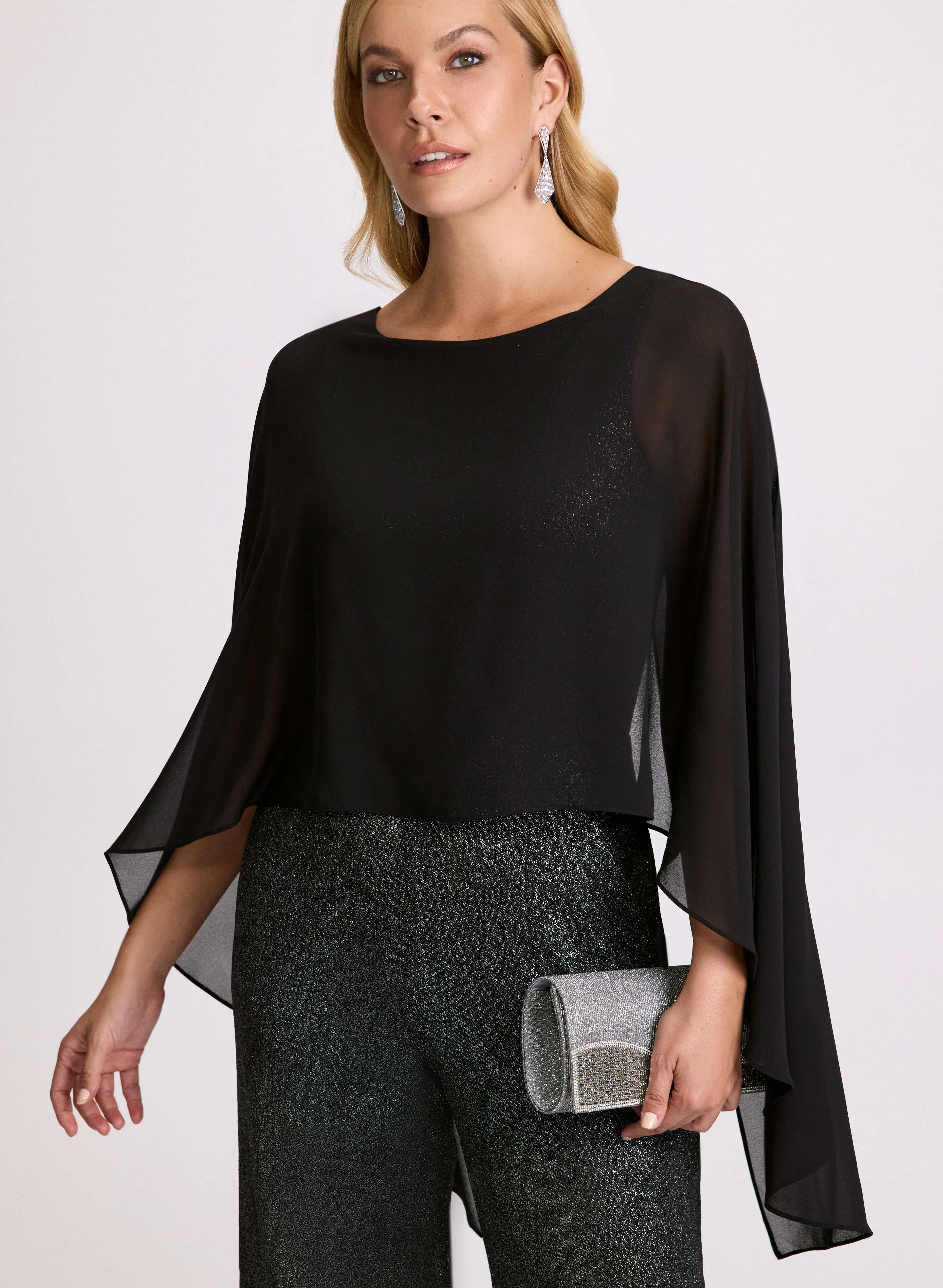 Sheer Capelet Overlay Jumpsuit - Image 4