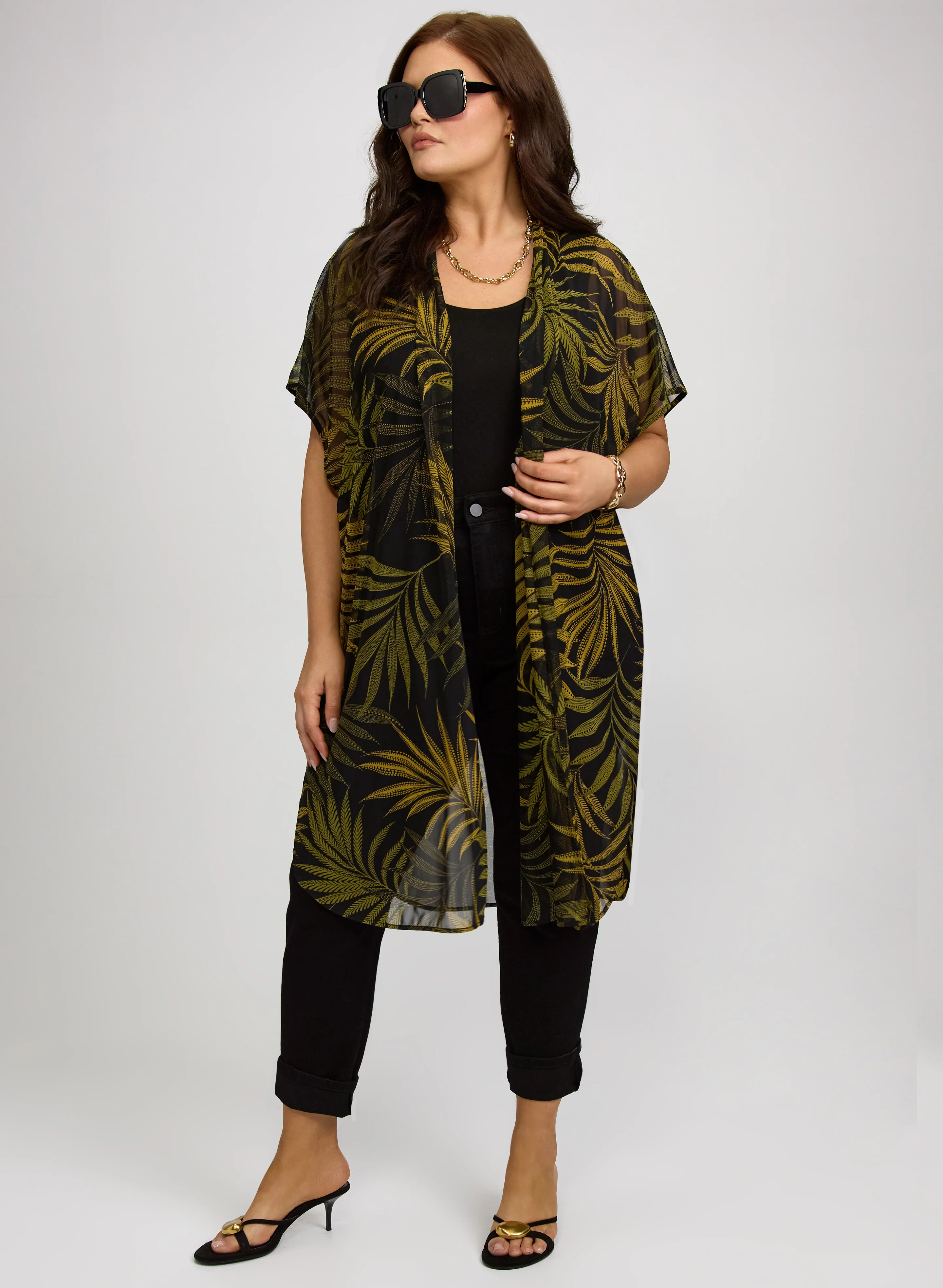 Palm Print Open-Front Top - Image 3