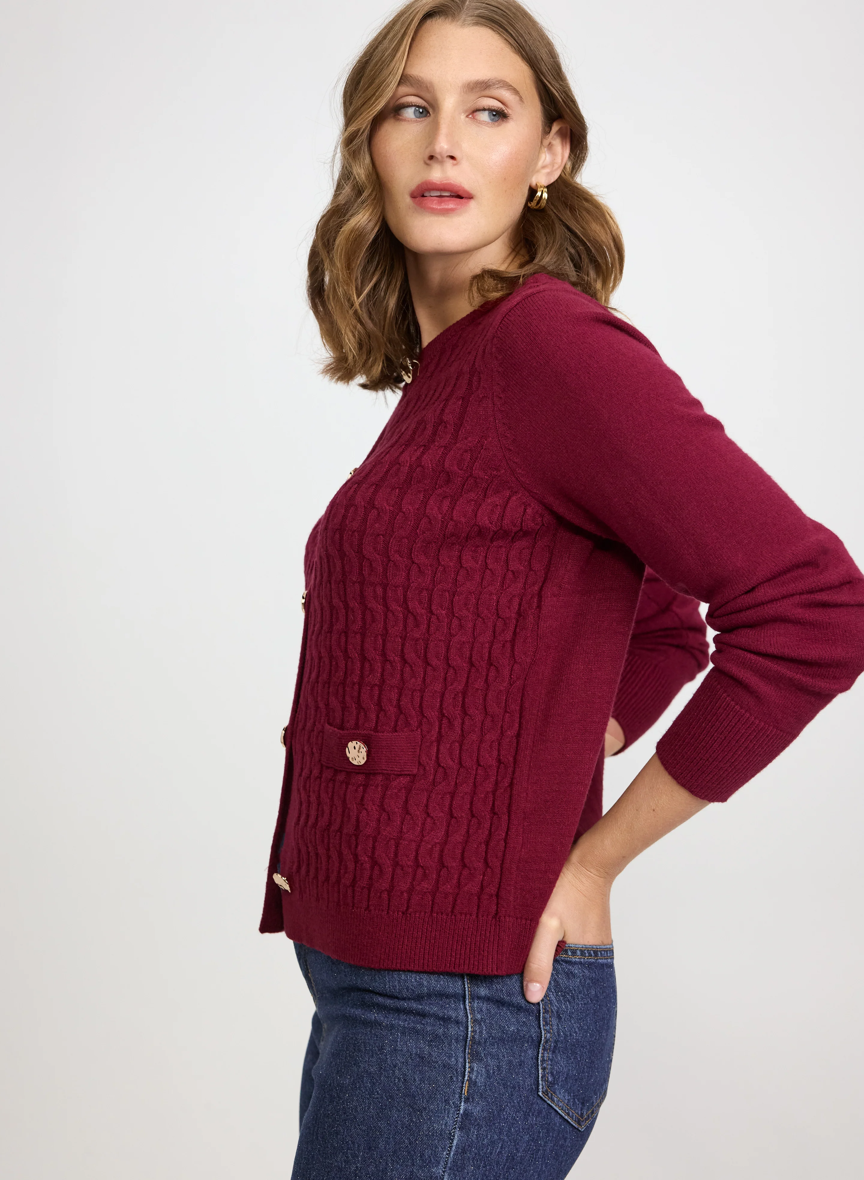 Short Cable Knit Cardigan - Image 2