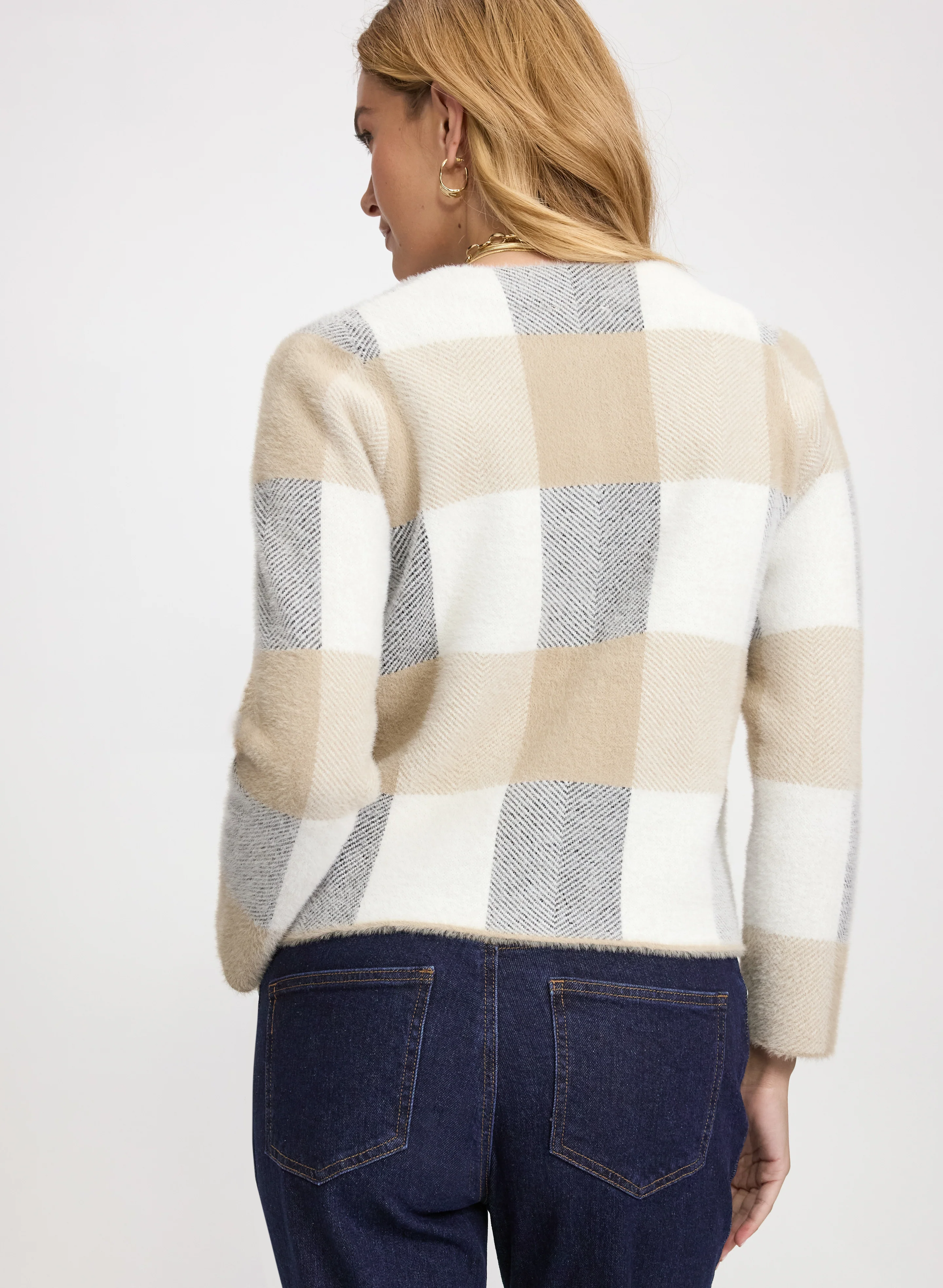 Short Check Cardigan - Image 4