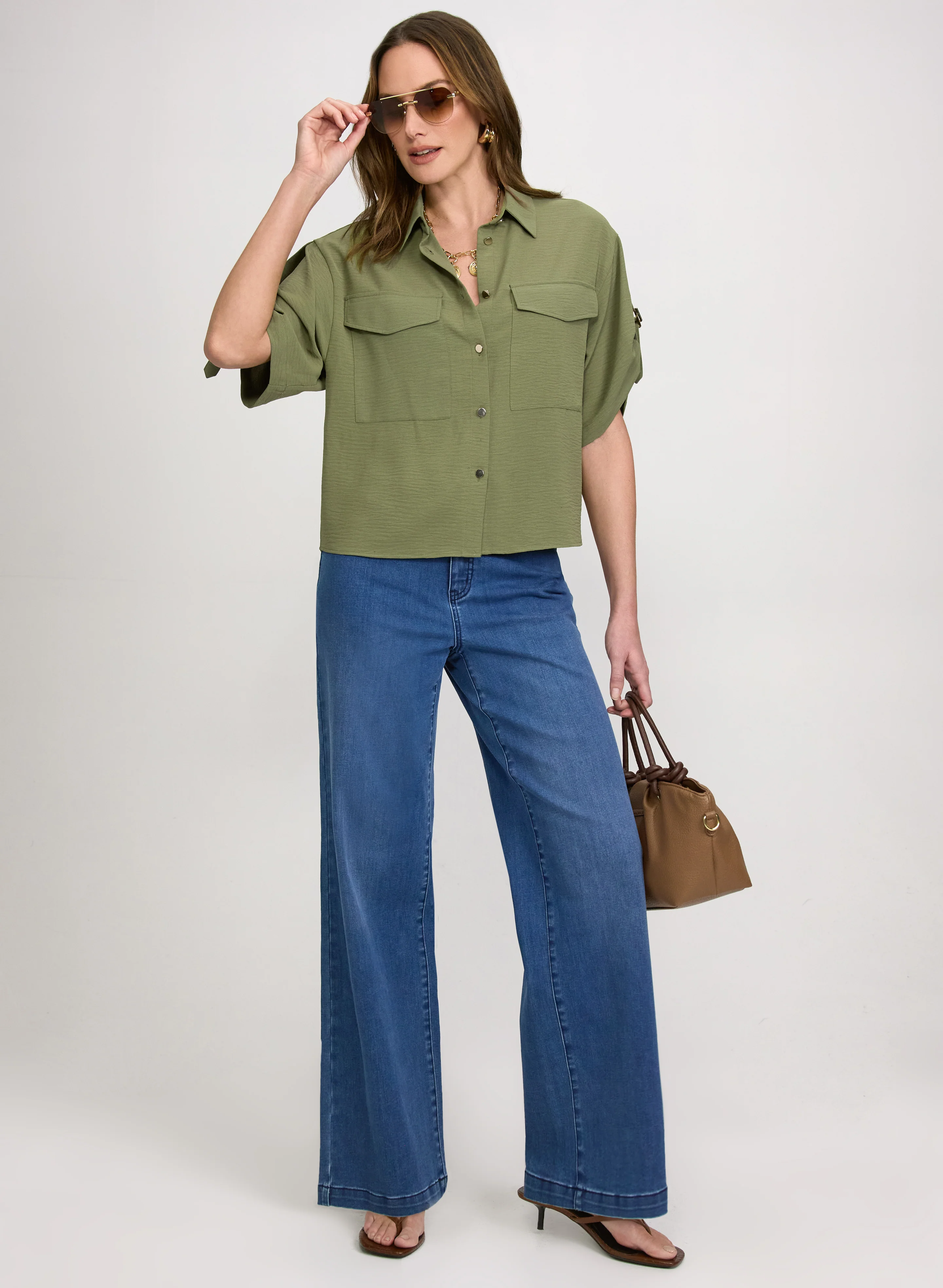 Short Sleeve Button-Down Blouse - Image 6