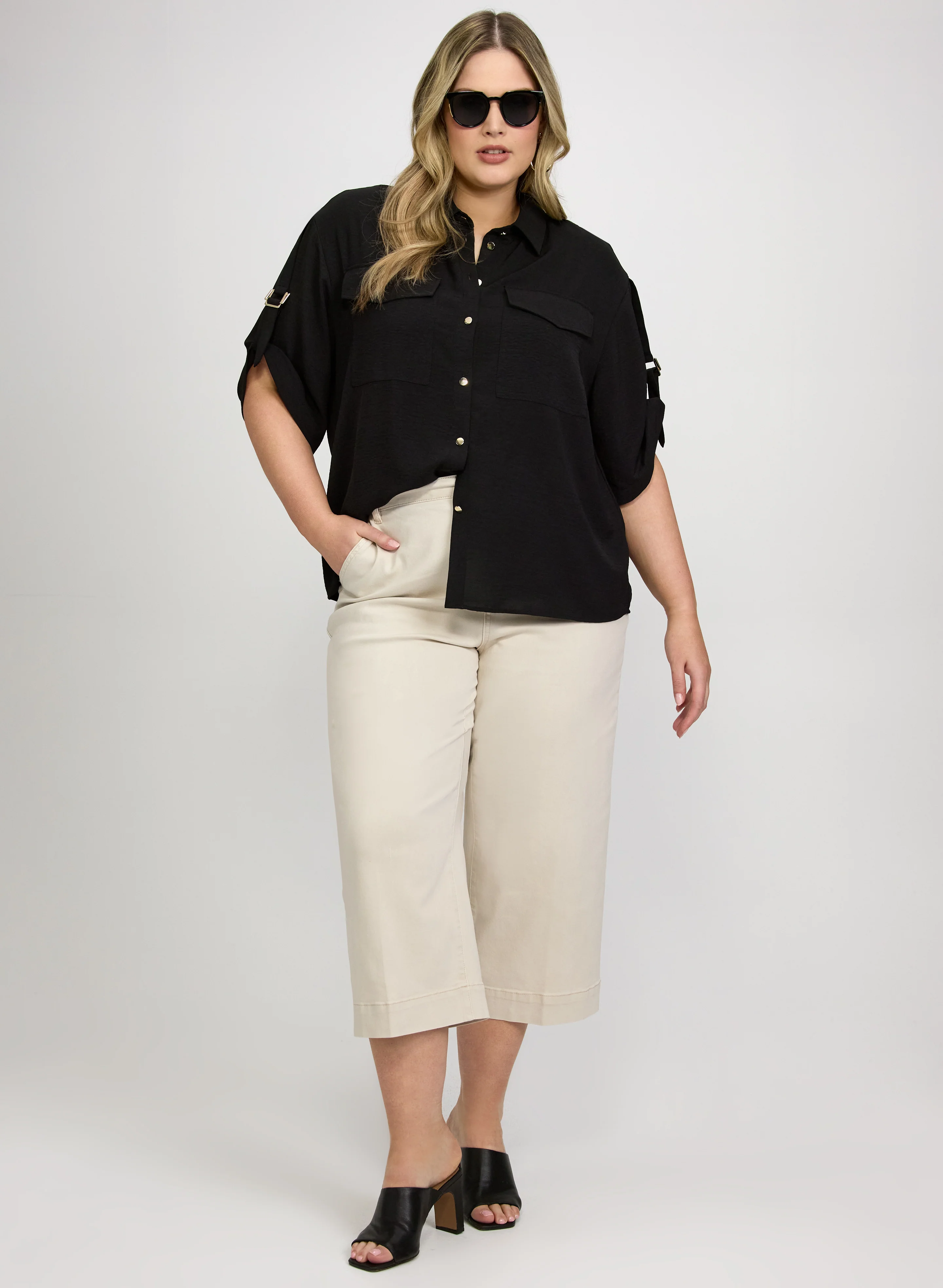 Short Sleeve Button-Down Blouse - Image 3