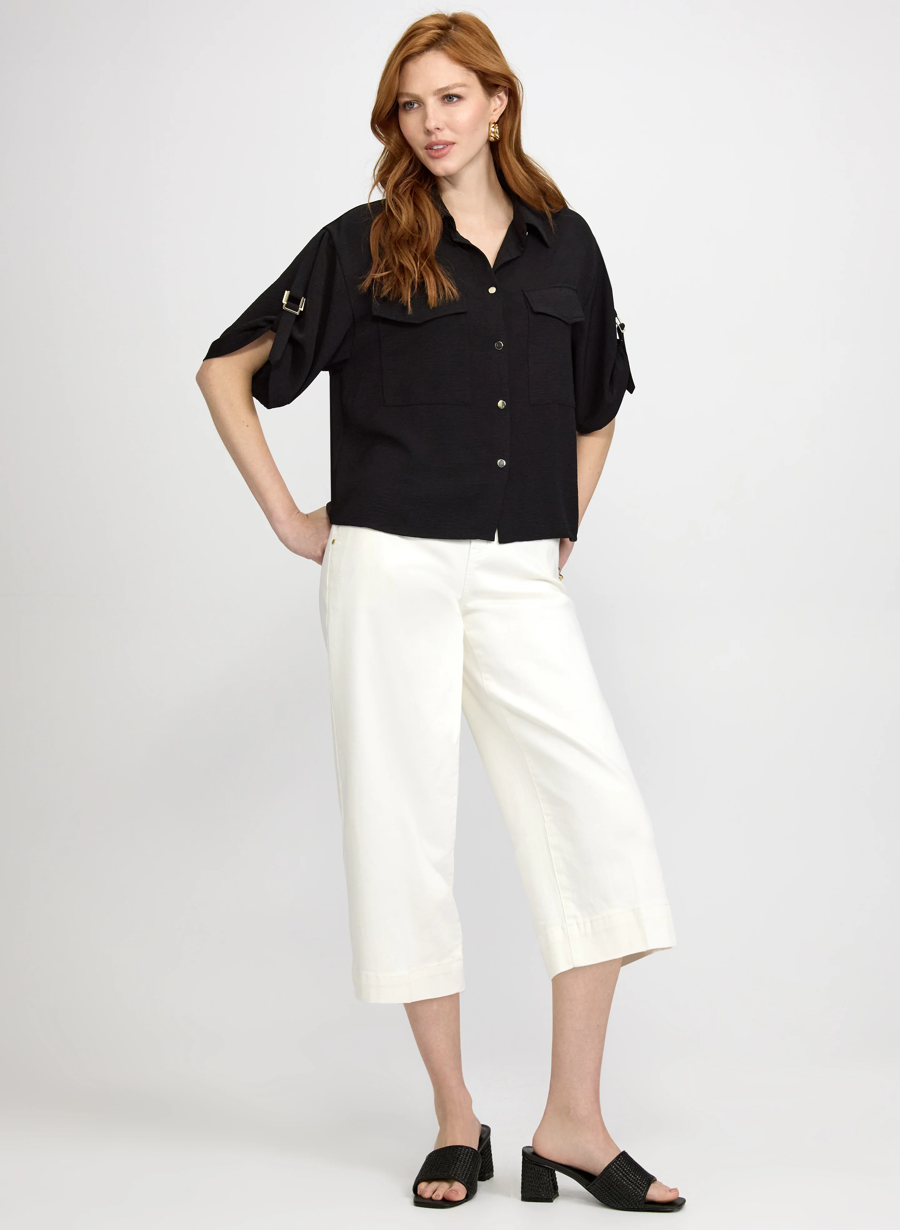 Short Sleeve Button-Down Blouse - Image 3
