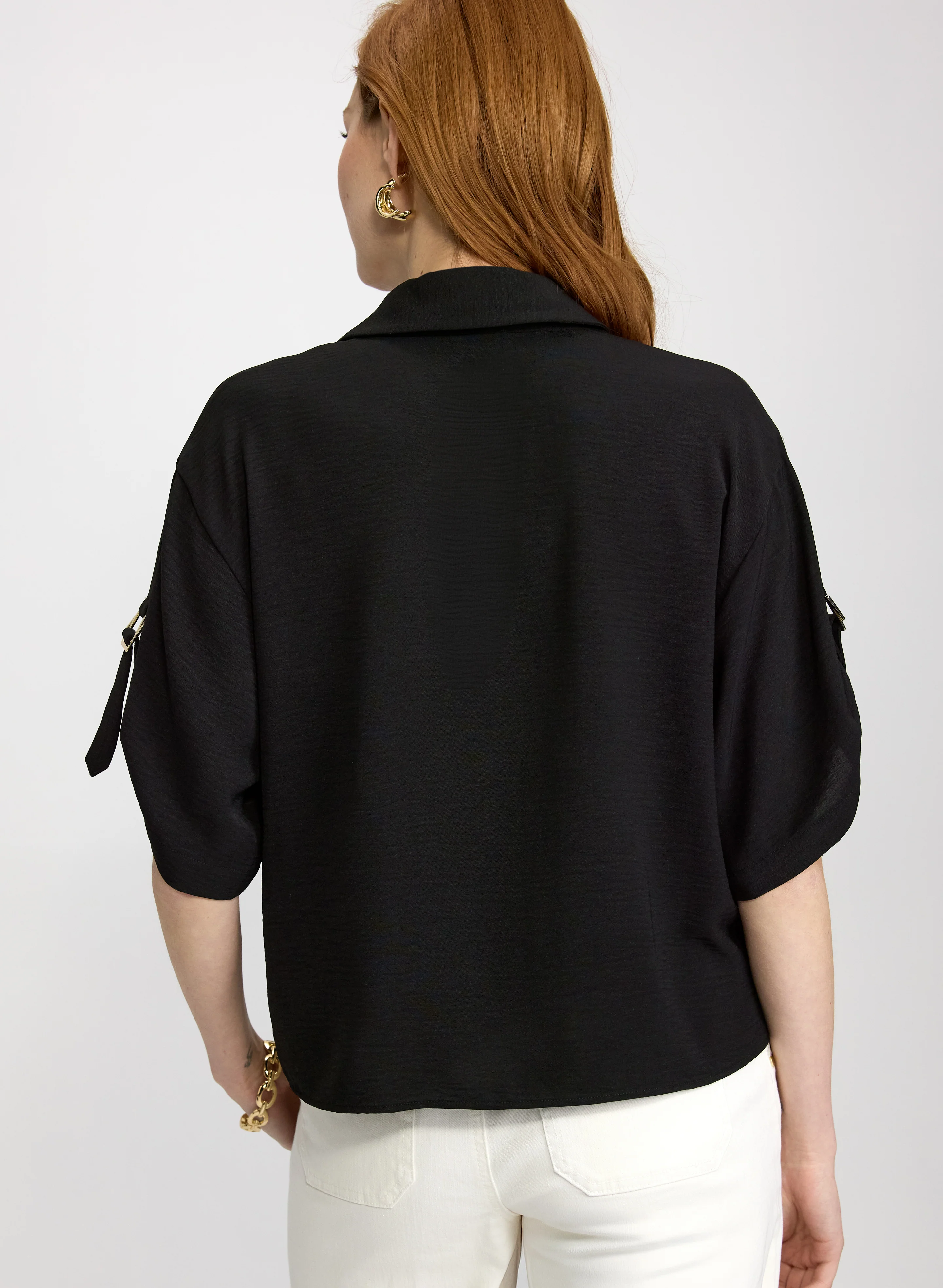 Short Sleeve Button-Down Blouse - Image 5