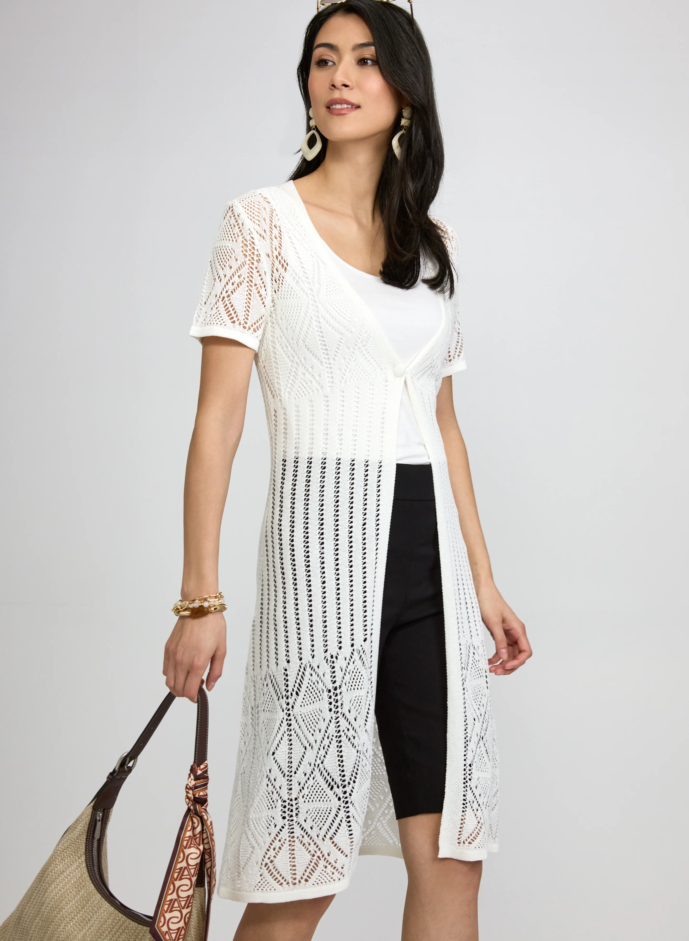Short Sleeve Crochet Cardigan - Image 2