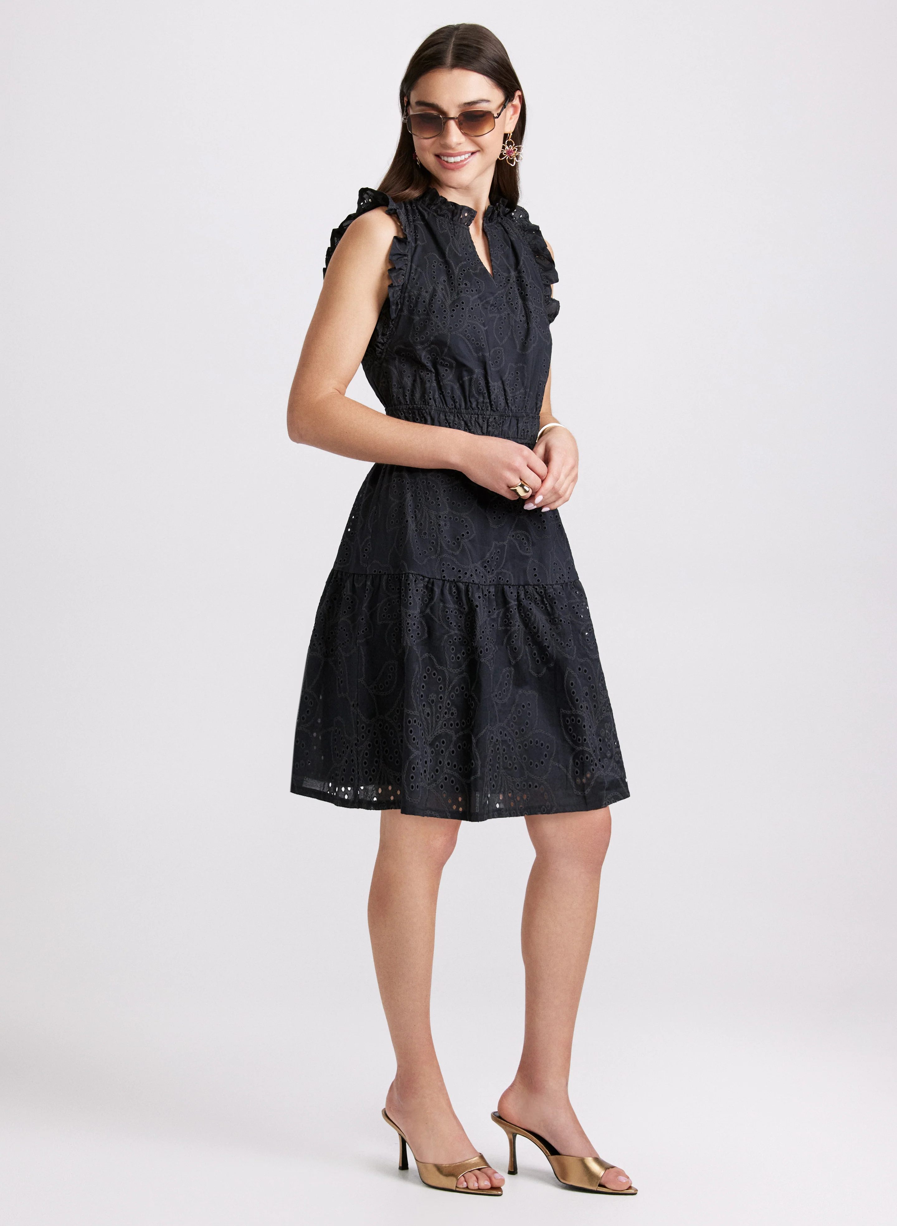 Sketched Floral Eyelet Dress - Image 2