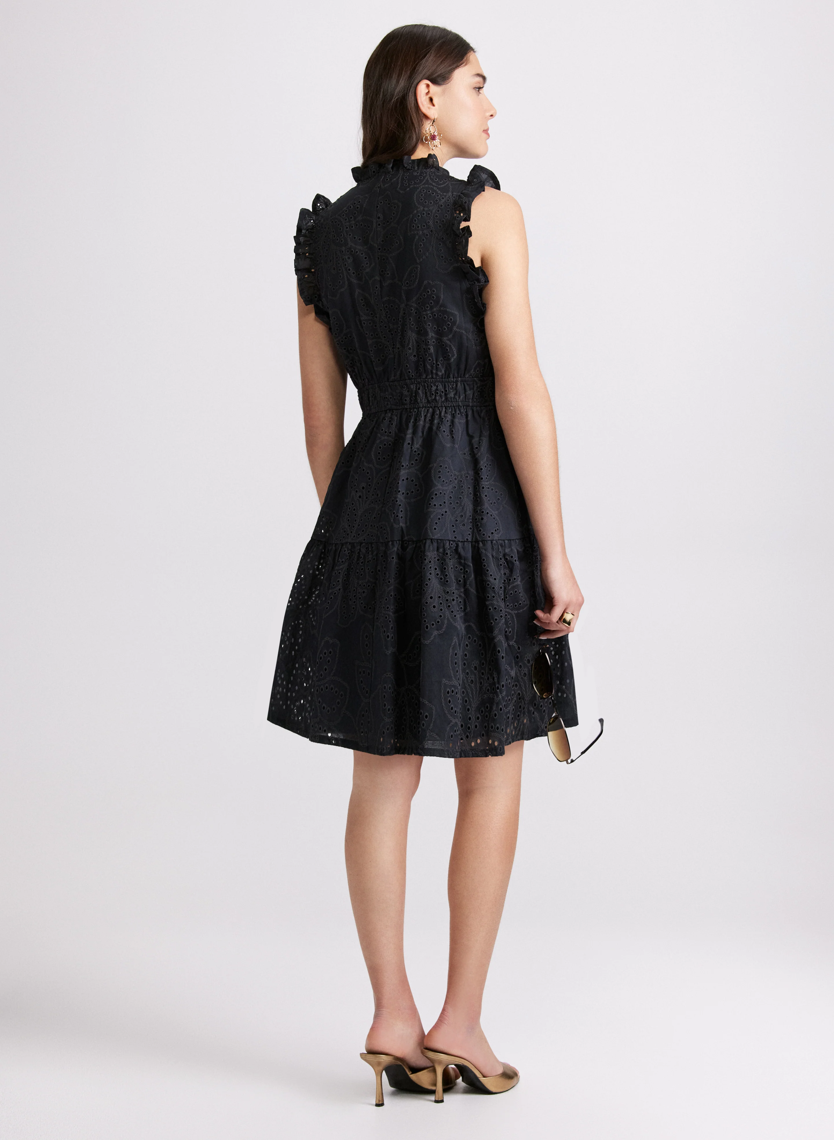 Sketched Floral Eyelet Dress - Image 4