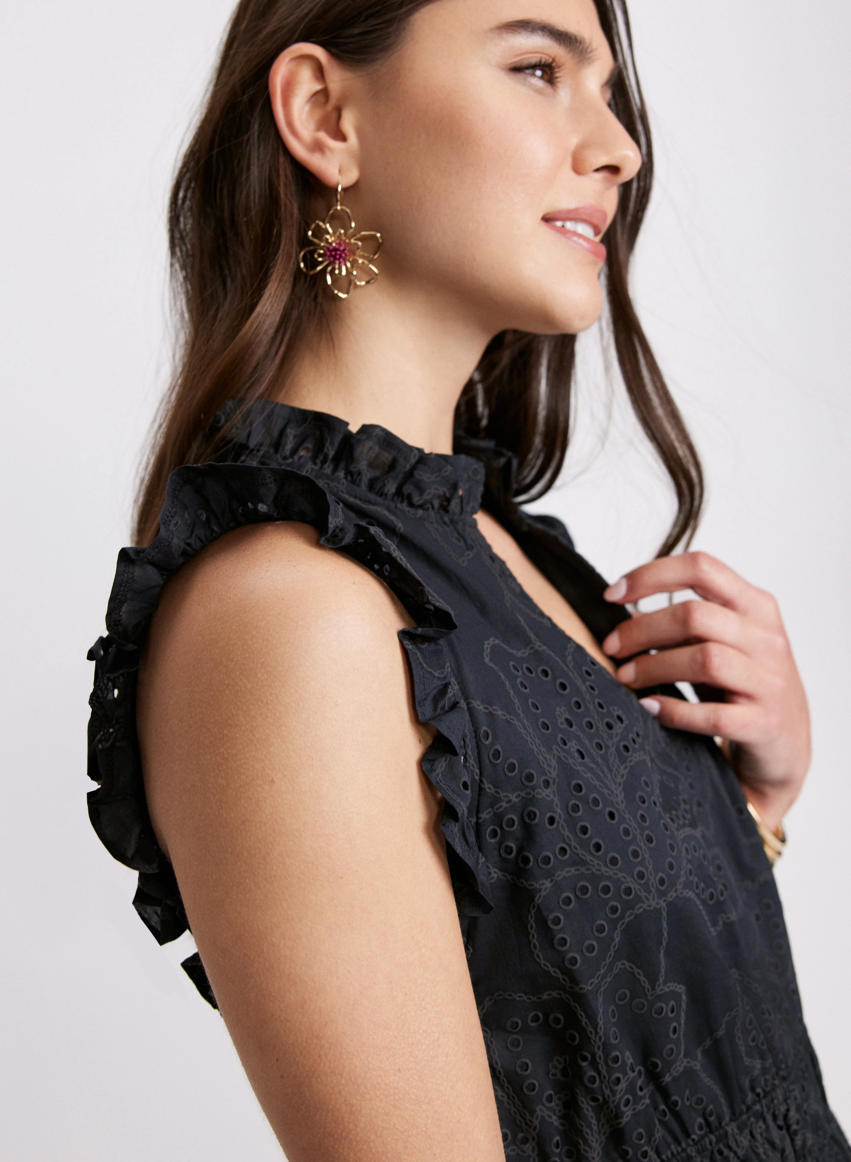 Sketched Floral Eyelet Dress - Image 5
