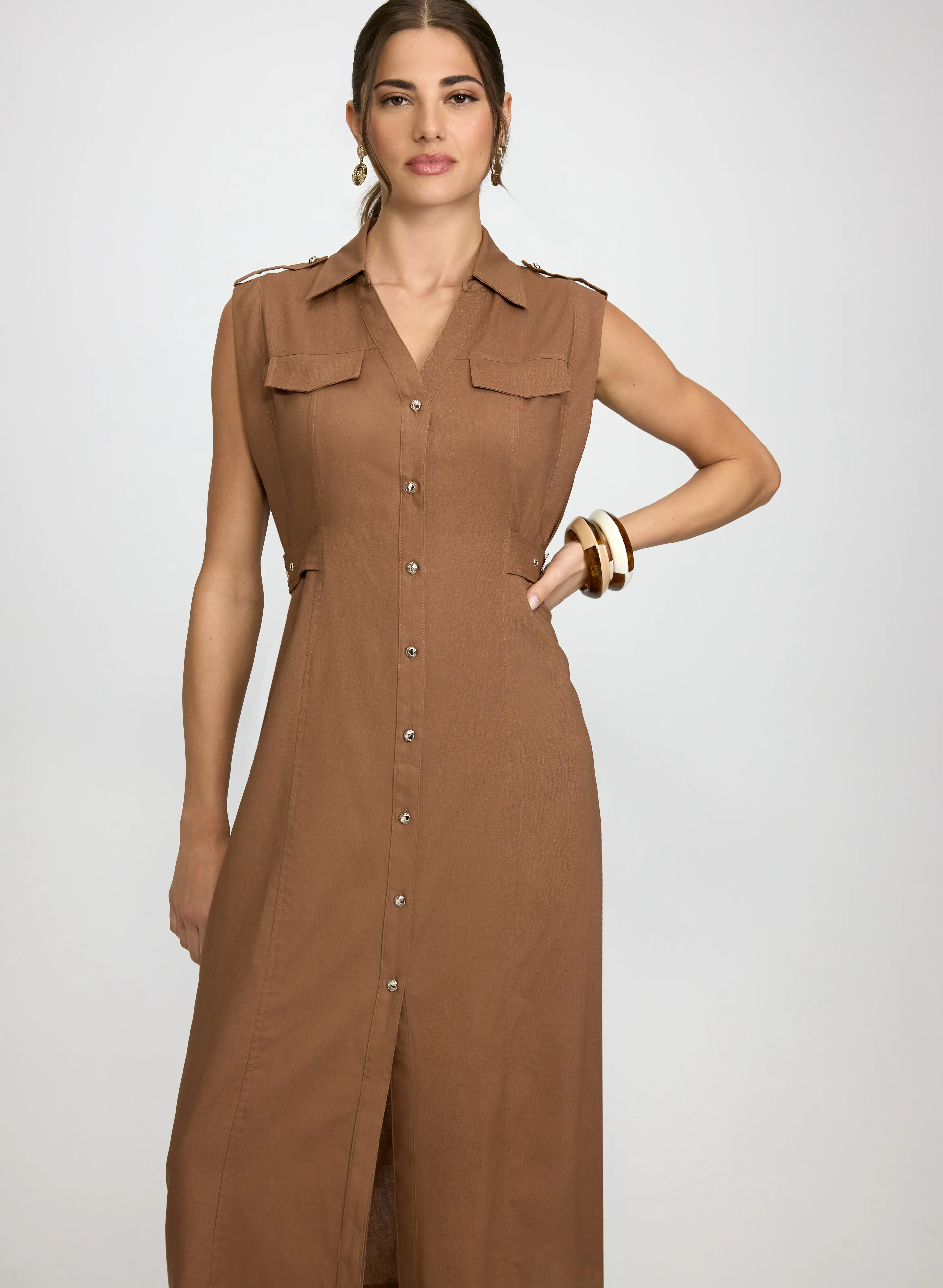 Sleeveless Button-Down Midi Dress - Image 7