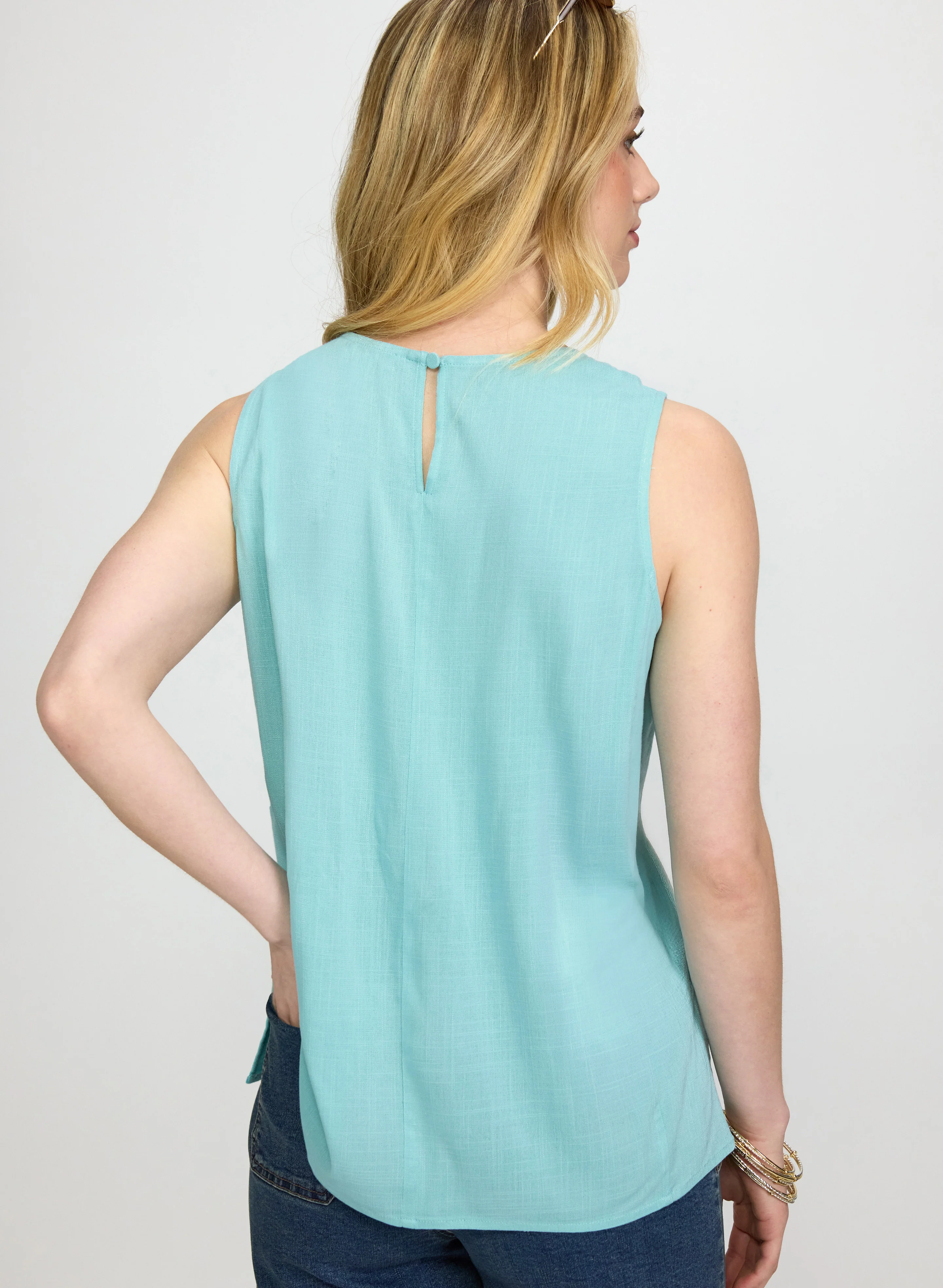Sleeveless Crew Neck Blouse - Image 4