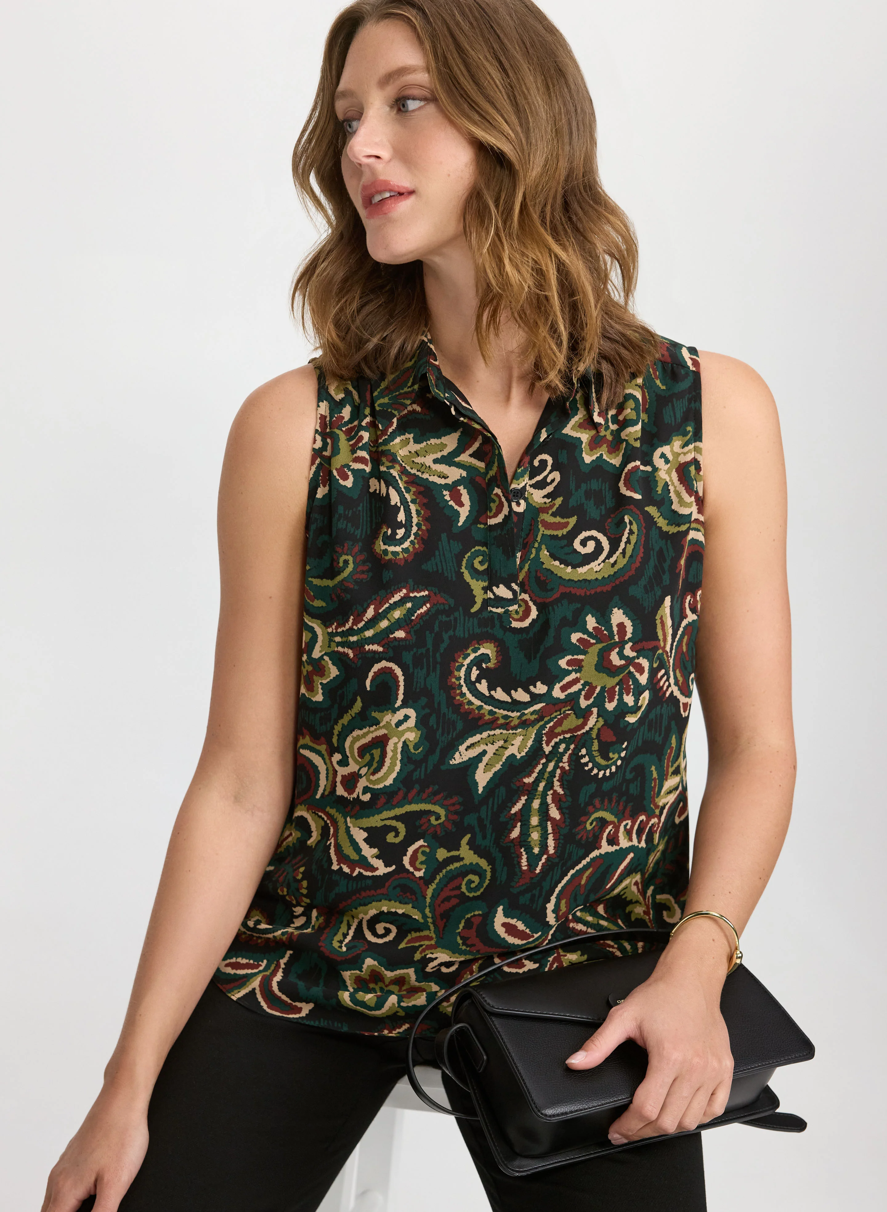 Sleeveless Paisley Blouse - Image 5