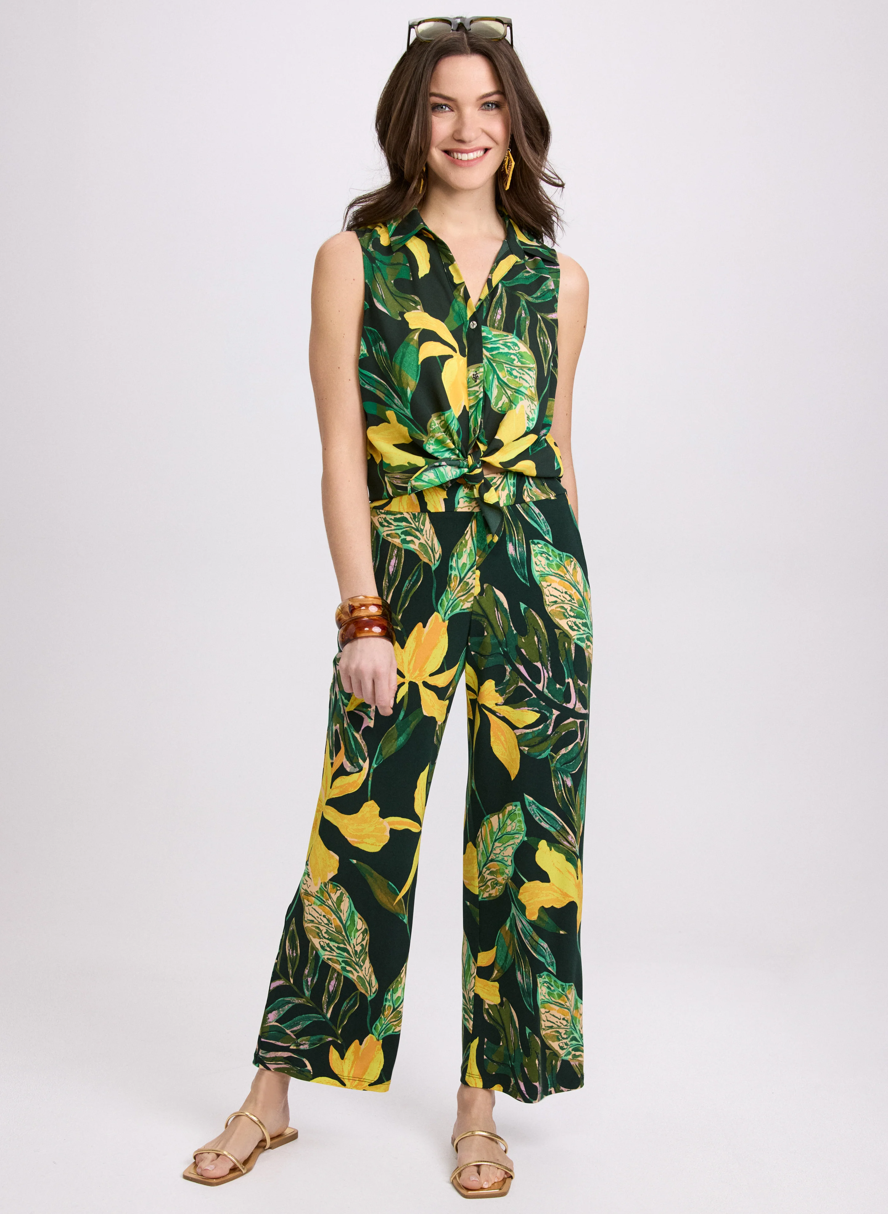 Sleeveless Palm Print Blouse - Image 3