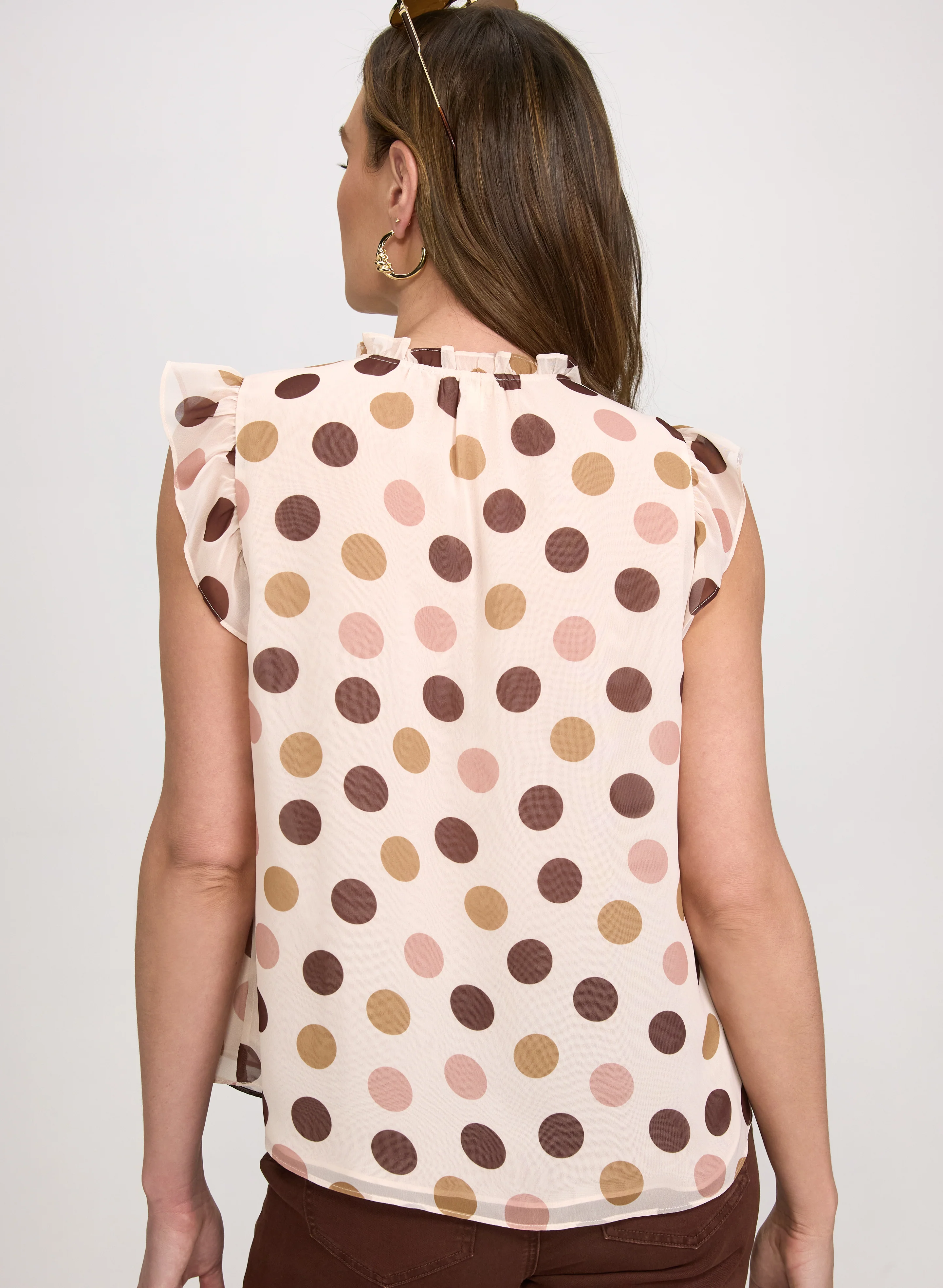 Sleeveless Polka Dot Blouse - Image 4