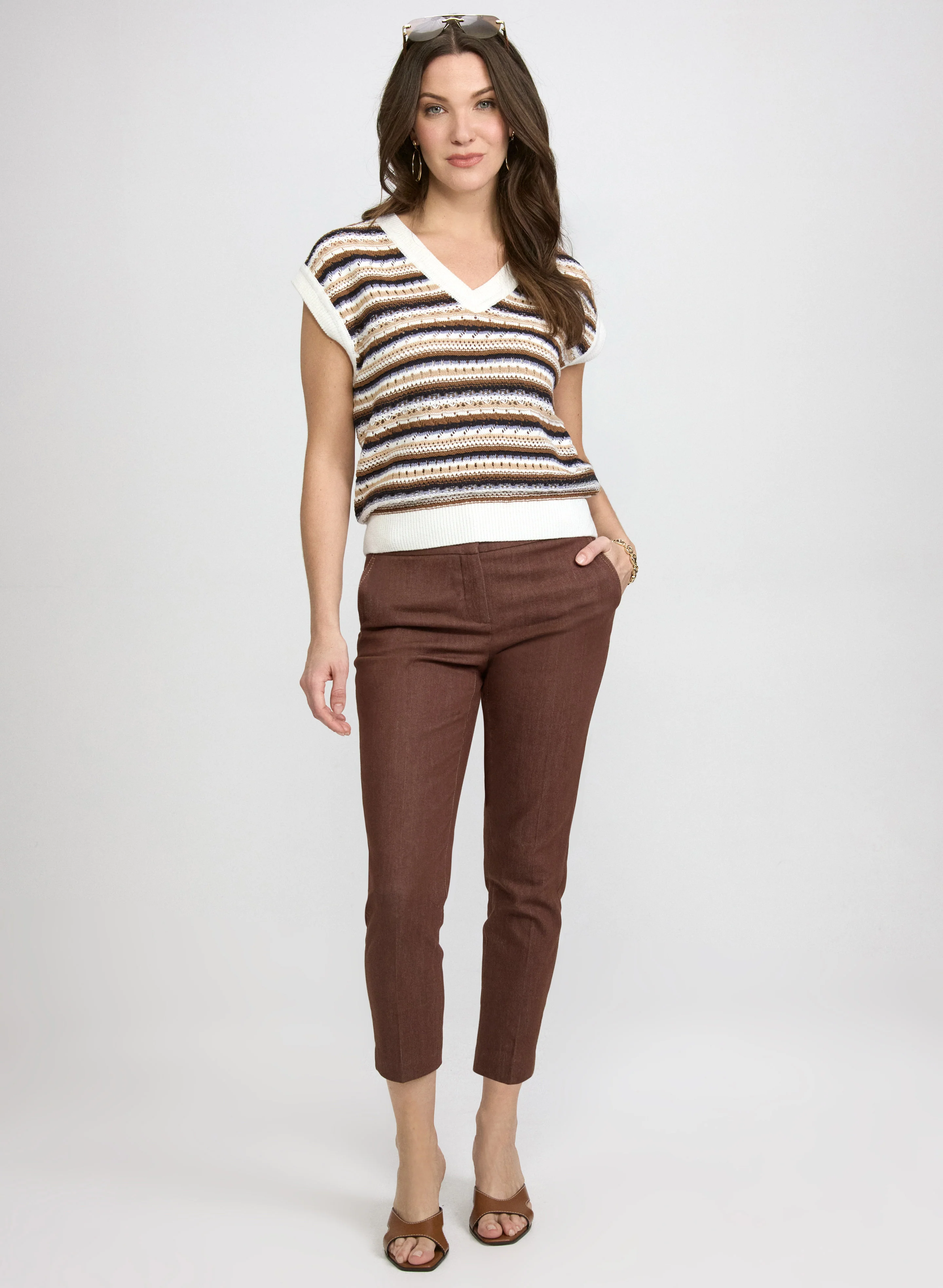 Stripe Pointelle Knit Sweater - Image 3