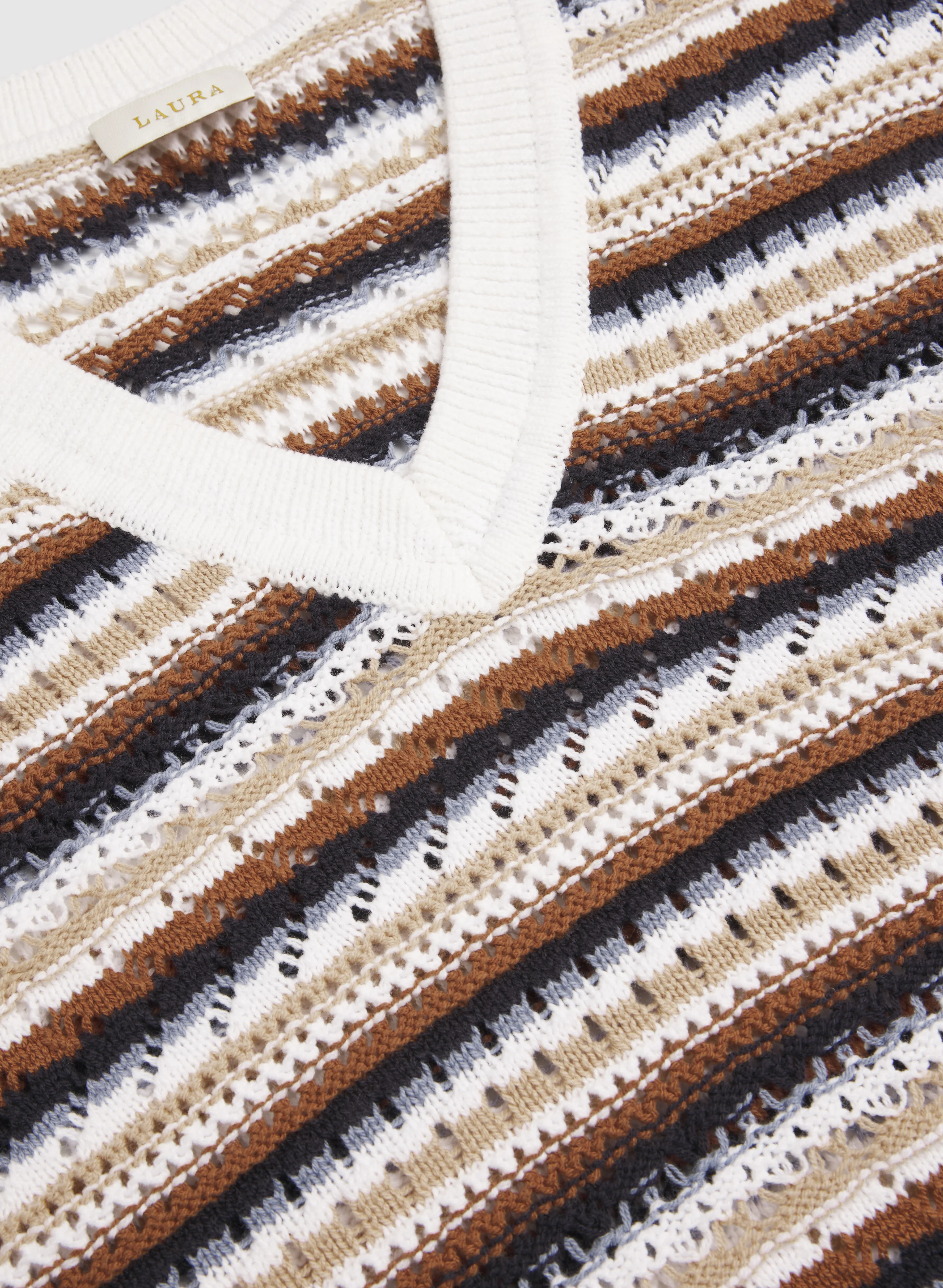 Stripe Pointelle Knit Sweater - Image 7