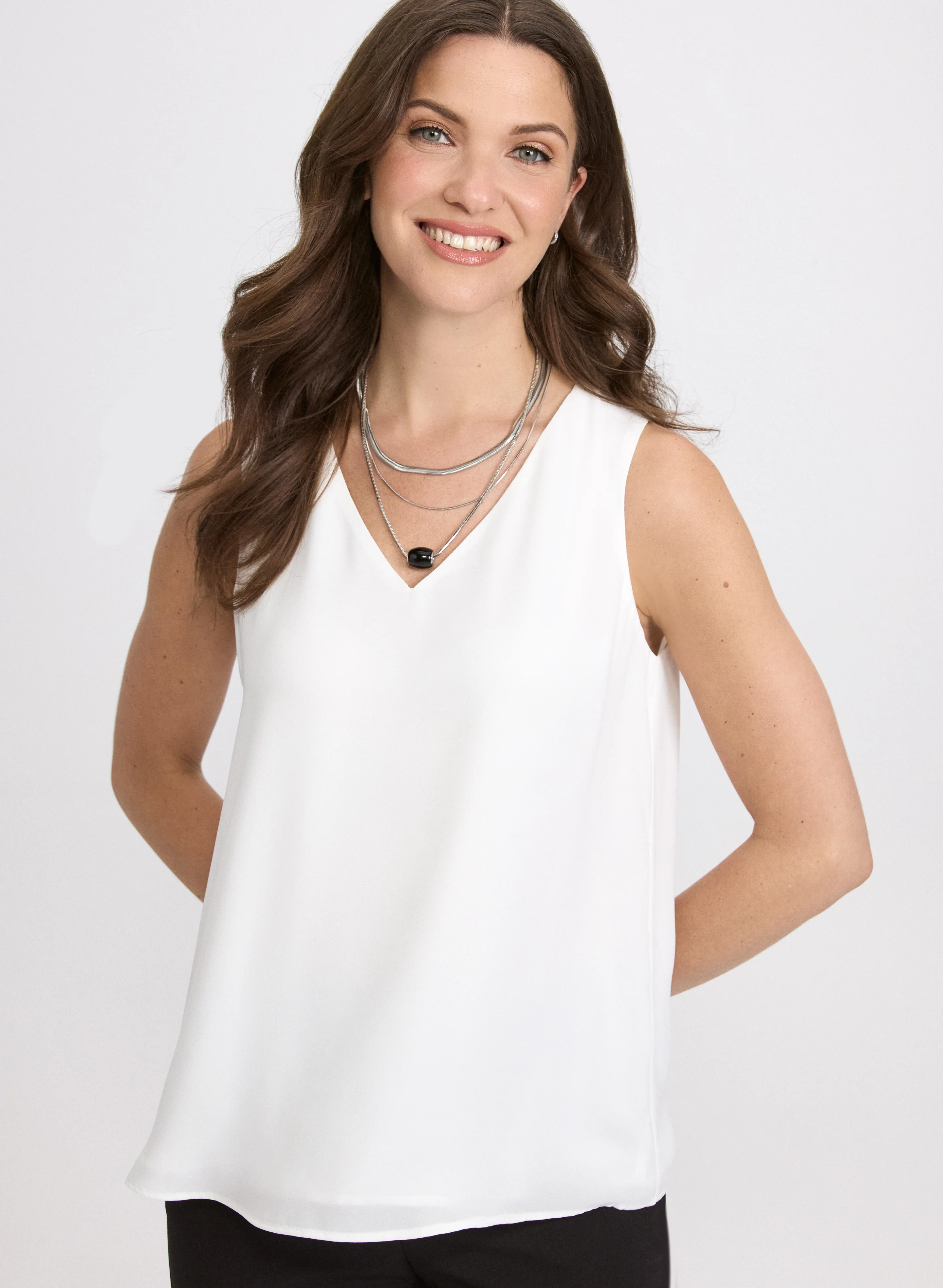 Sleeveless V-Neck Blouse - Image 2