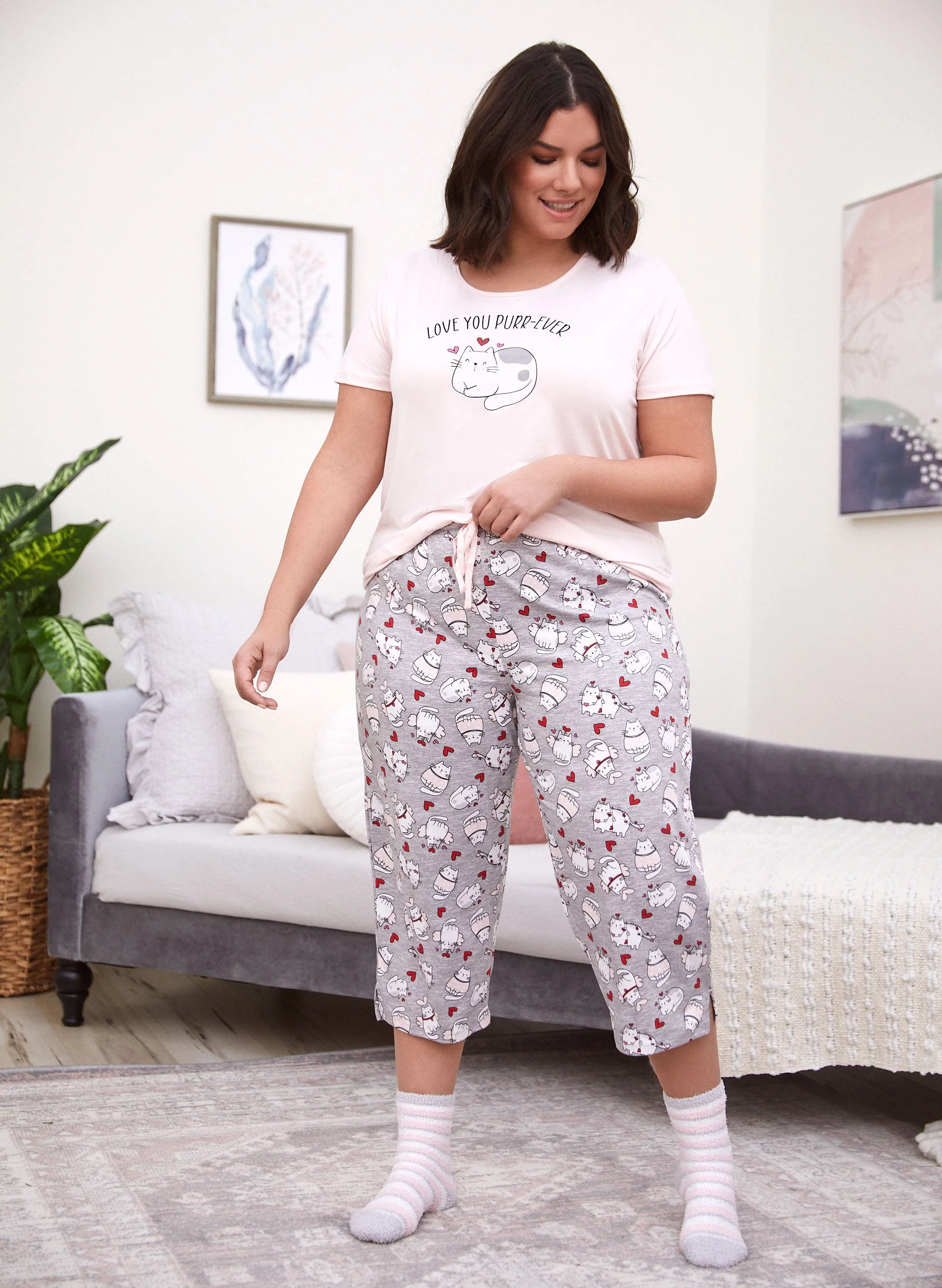 Slogan PJ Set With Socks - Image 3