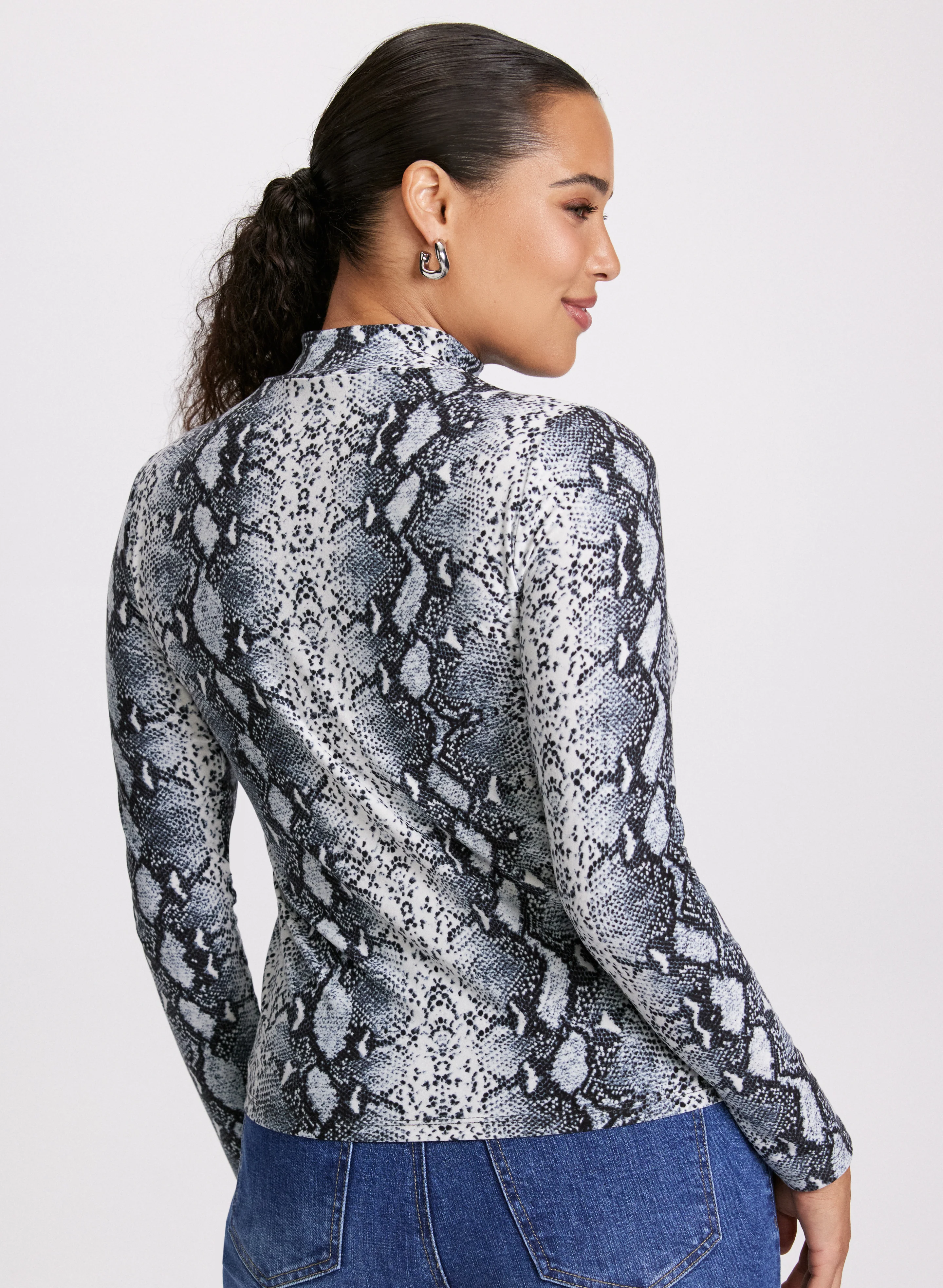Snake Print Turtleneck Top - Image 3