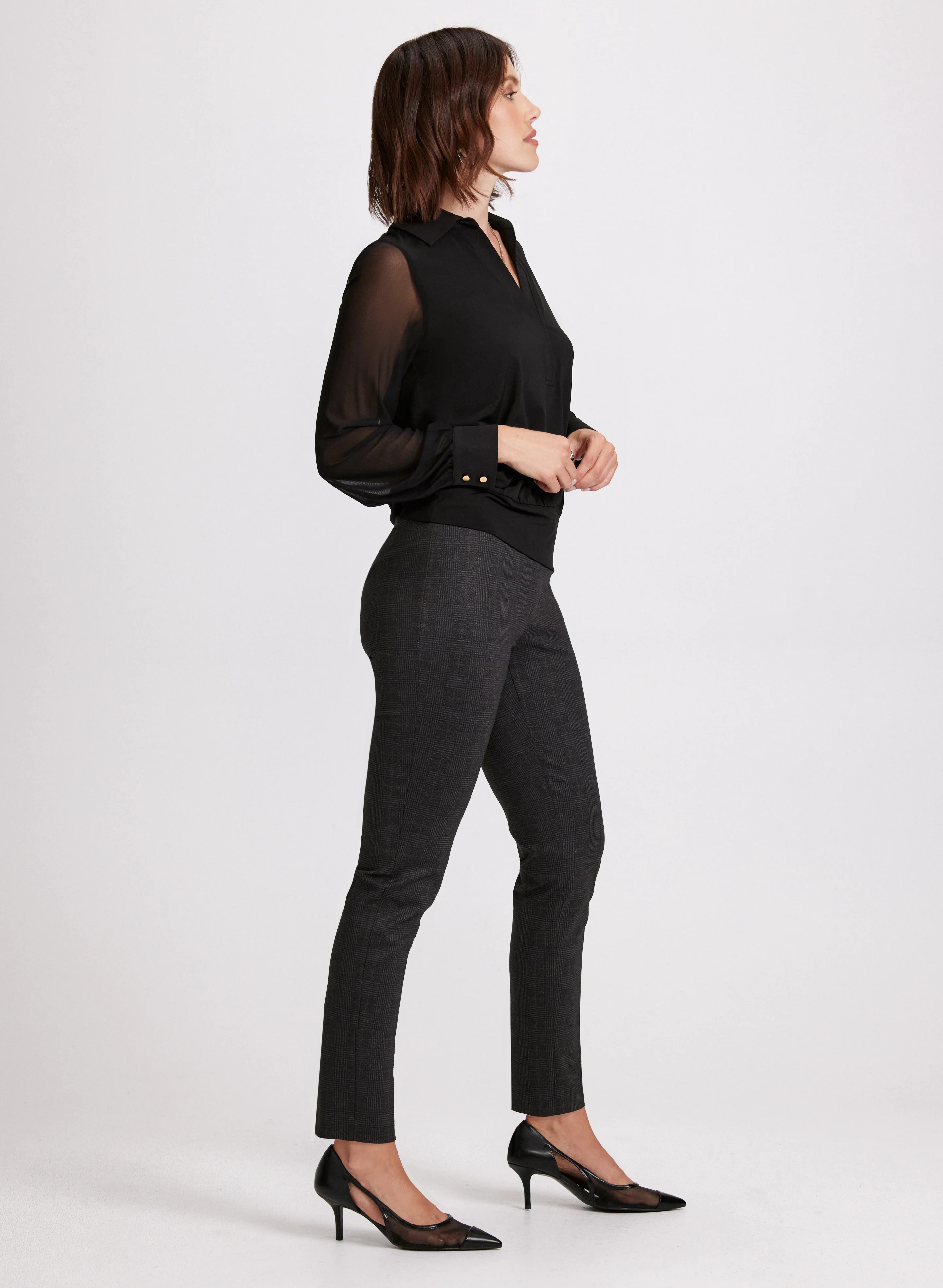 Sofia Fit Plaid Print Pants - Image 4