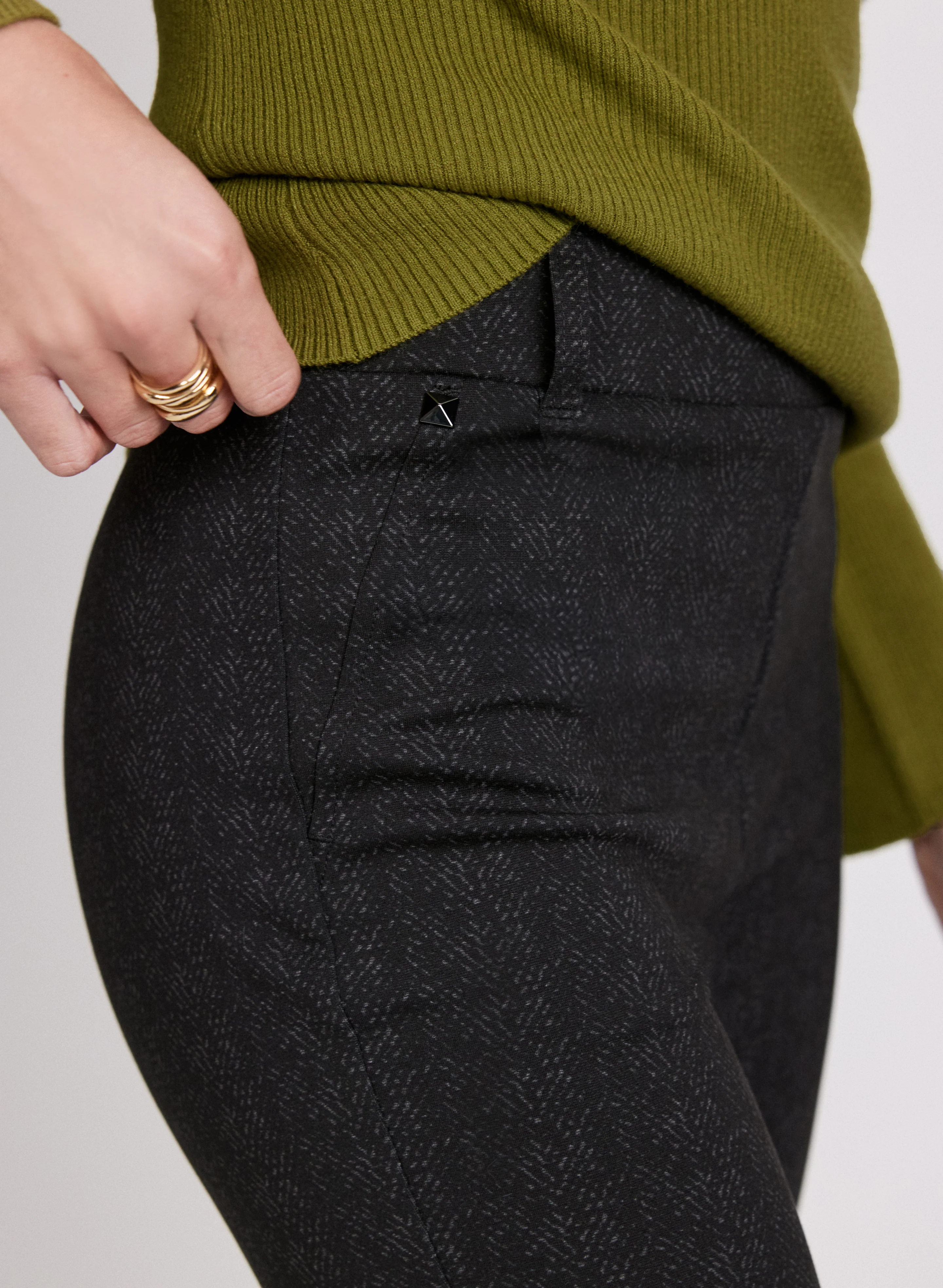 Sofia Herringbone Slim-Leg Pants - Image 5