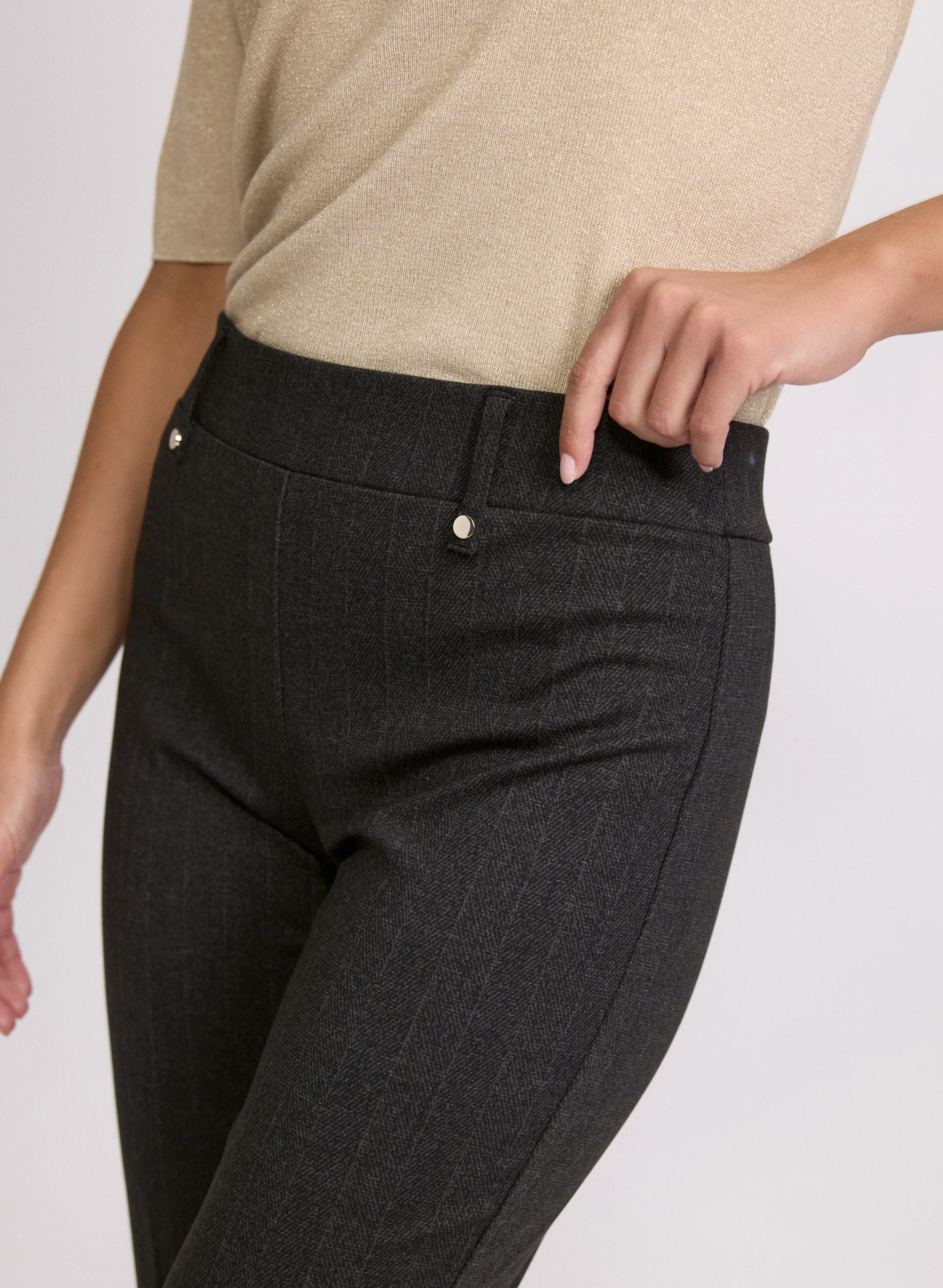 Sofia Herringbone Slim-Leg Pants - Image 2