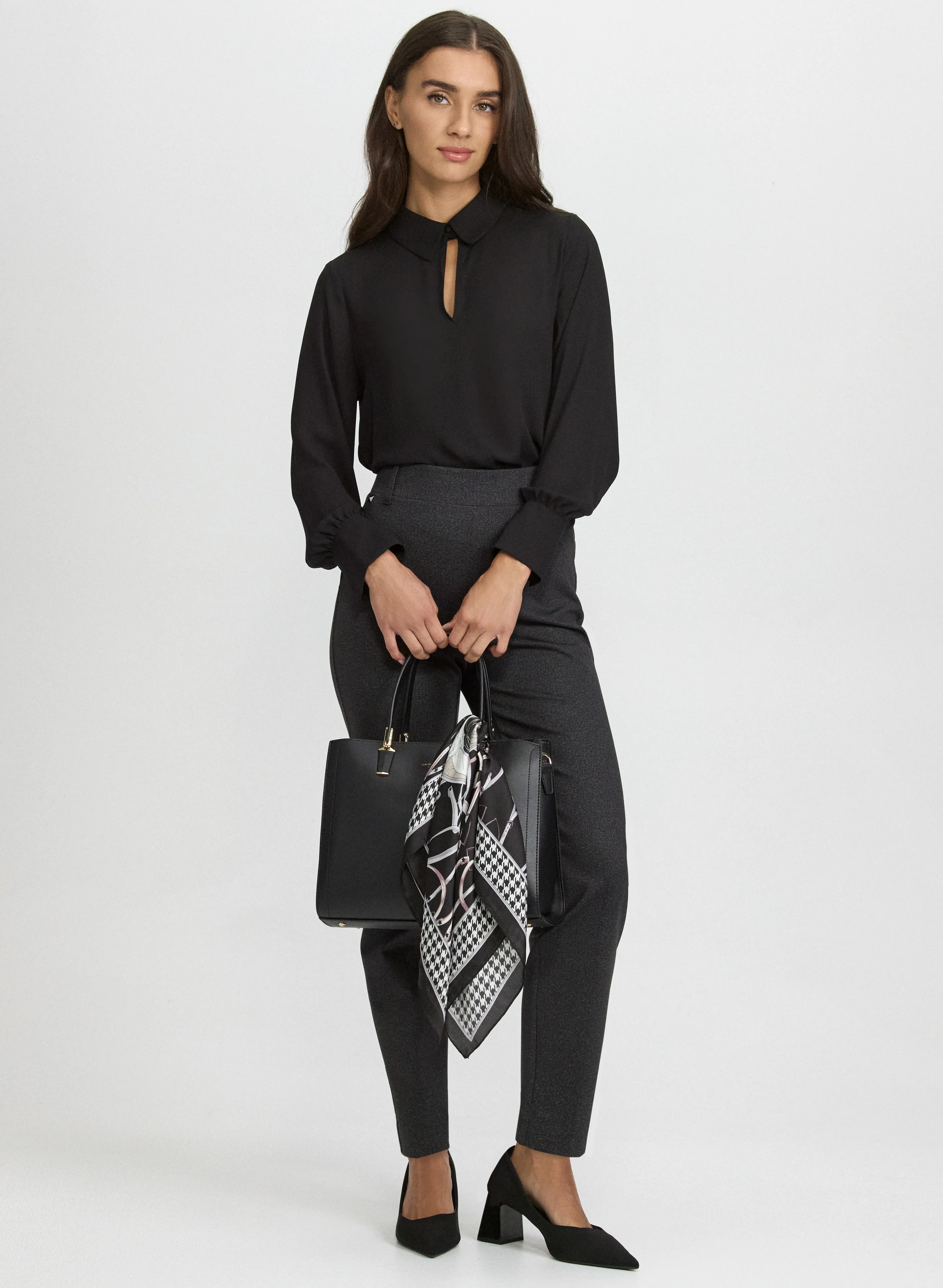 Sofia Herringbone Slim-Leg Pants - Image 3