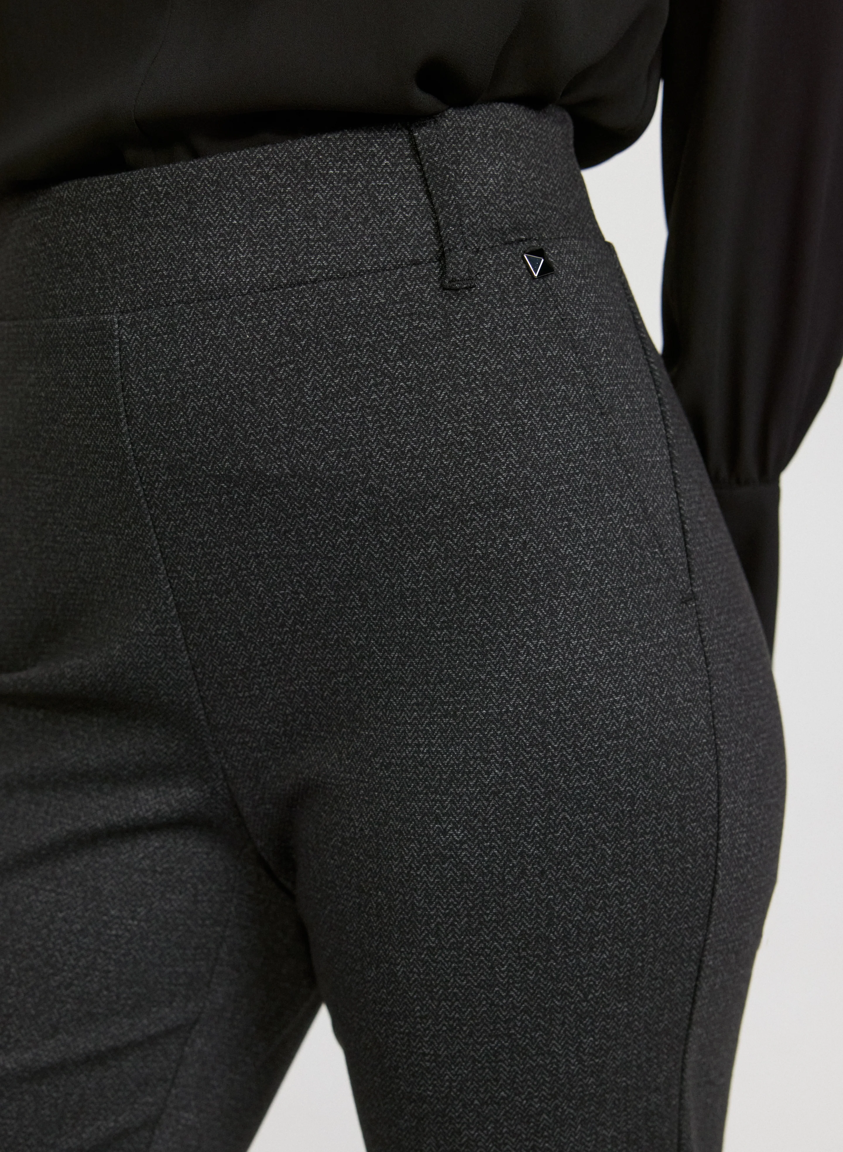 Sofia Herringbone Slim-Leg Pants - Image 5