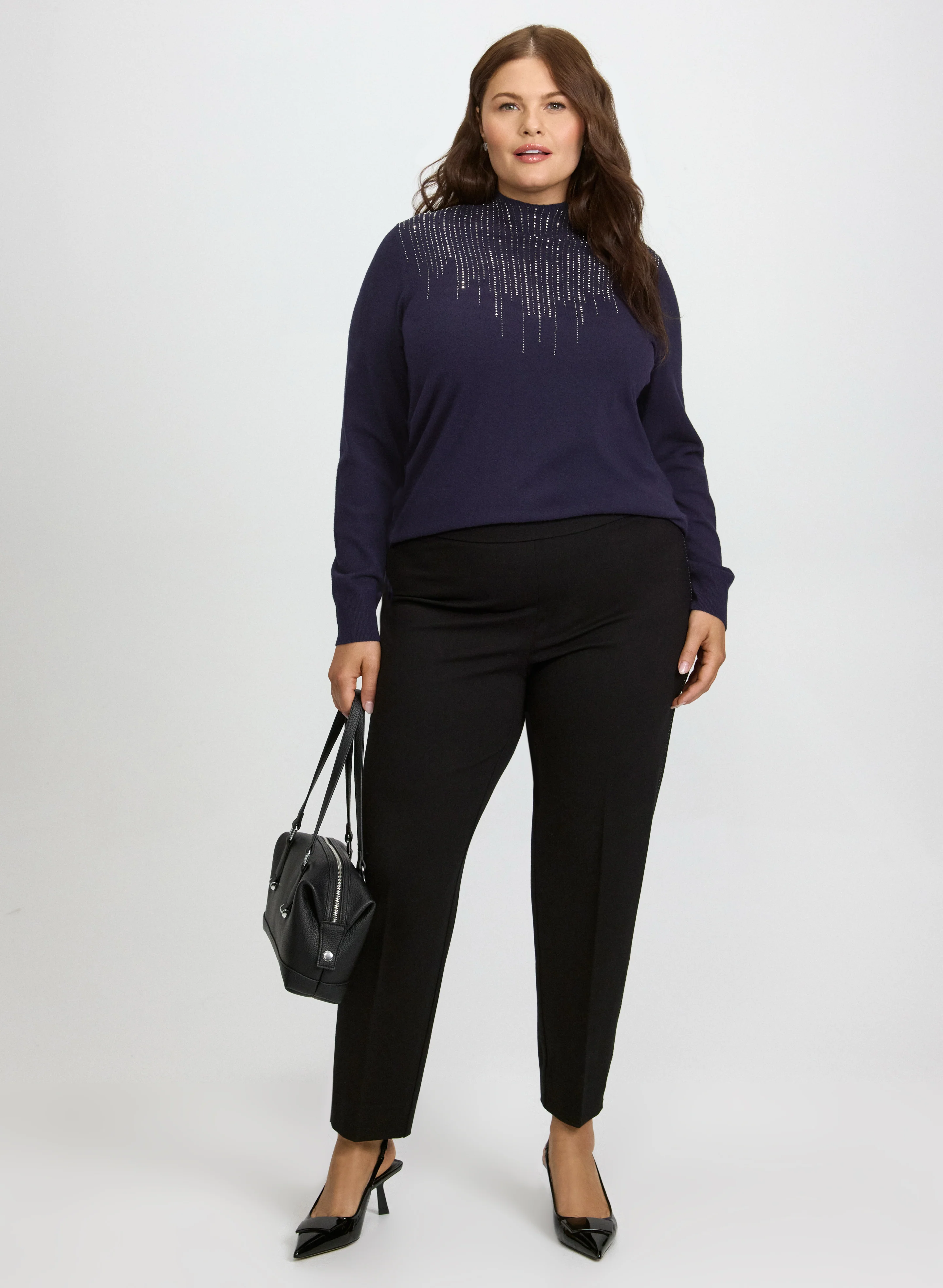Sofia Metallic Stitch Slim-Leg Pants - Image 3