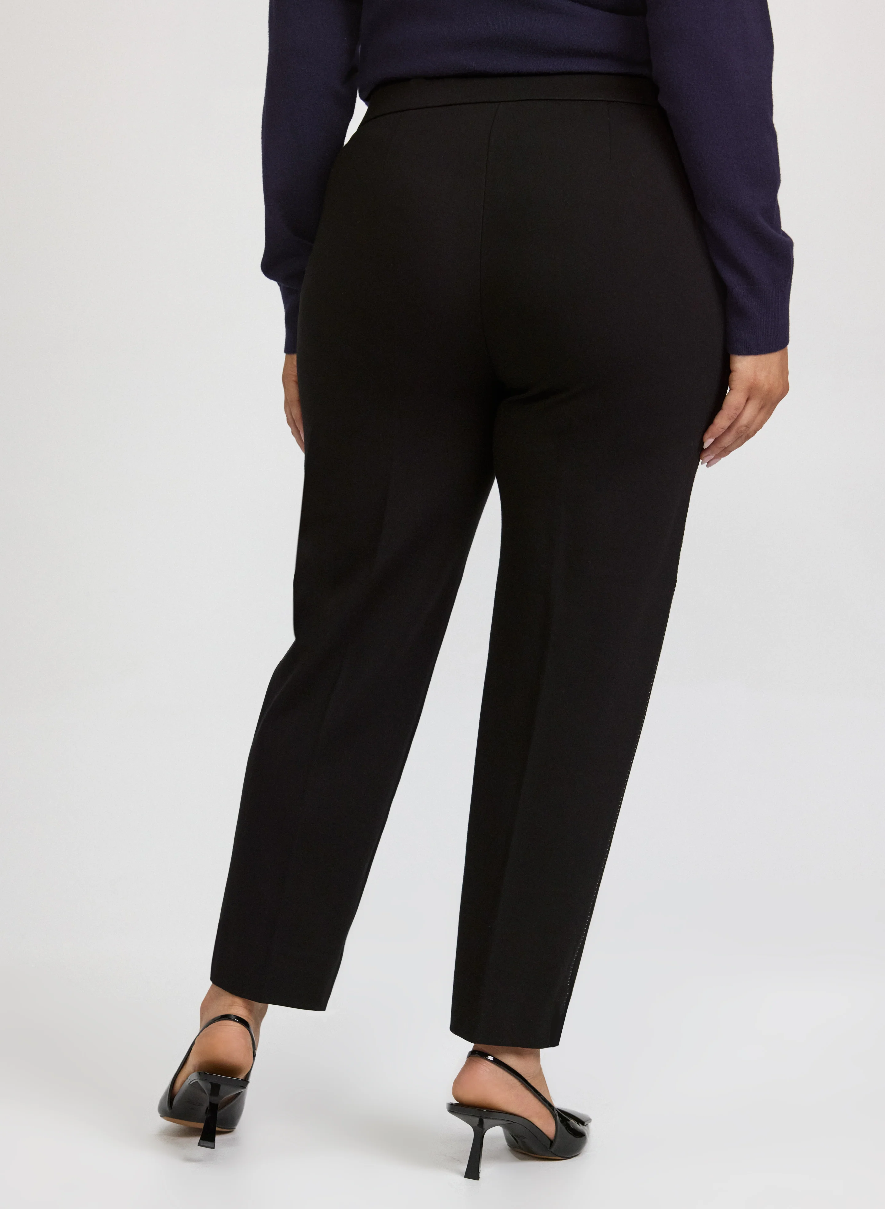 Sofia Metallic Stitch Slim-Leg Pants - Image 5